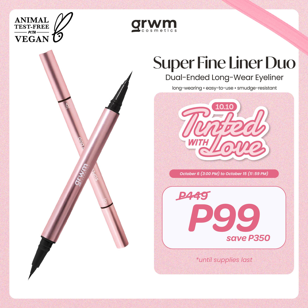 GRWM Cosmetics Super Fine Liner Duo - Dual-Ended Long-Wear Eyeliner