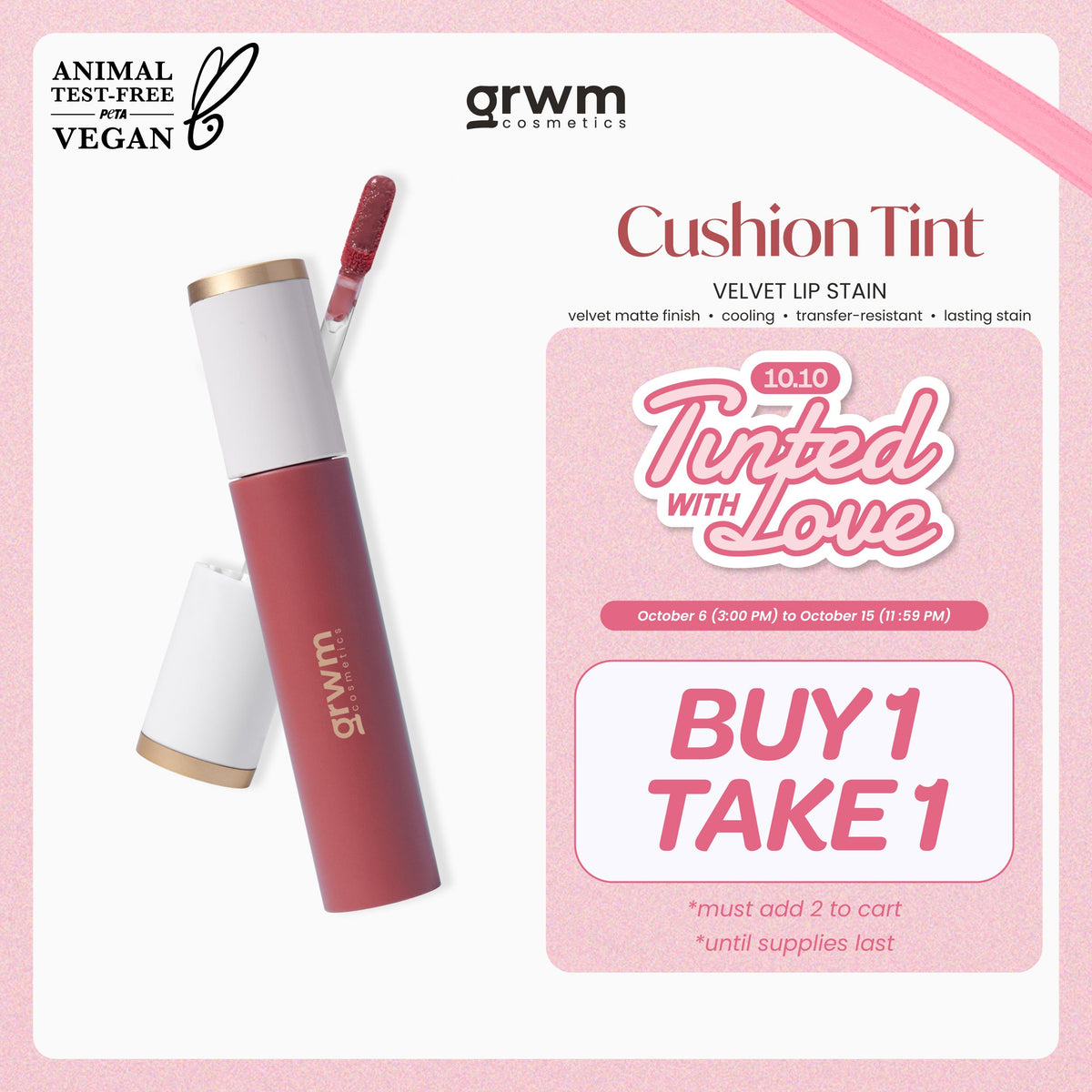 GRWM Cosmetics Cushion Tint - Velvet Lip Stain [cooling, lasting stain]