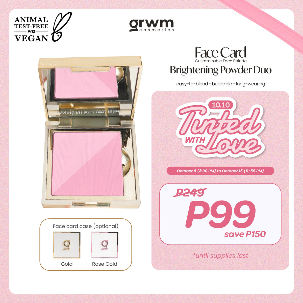 GRWM Cosmetics Face Card Brightening Powder Duo [easy-to-blend, buildable]