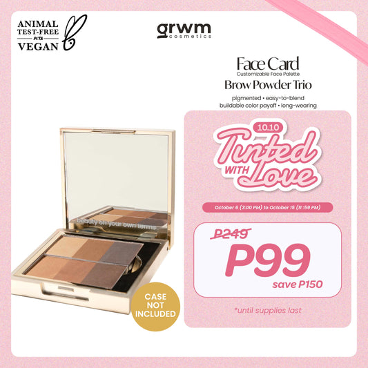 [CASE NOT INCLUDED] GRWM Cosmetics Face Card Brow Powder Trio [pigmented, easy-to-blend, buildable]