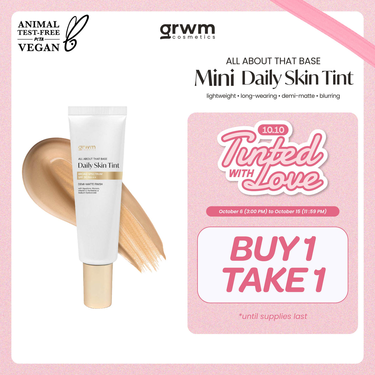 GRWM Cosmetics All About that Base Mini Daily Skin Tint Broad Spectrum SPF 30 PA+++ 8mL [demi-matte]