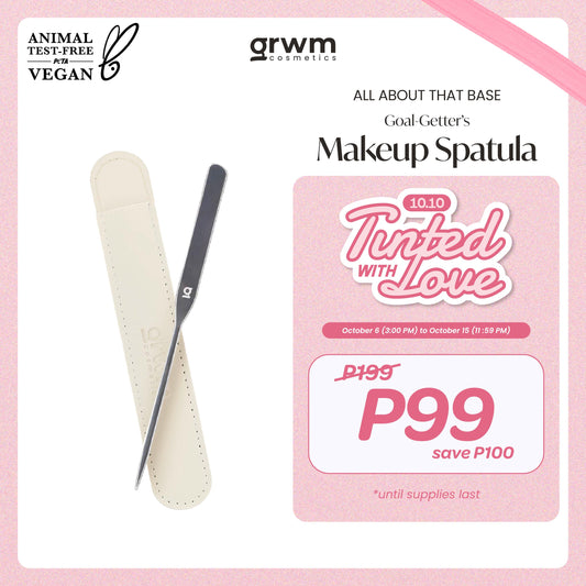 GRWM Cosmetics Goal-Getter's Makeup Spatula [stainless steel, vegan leather sleeve]