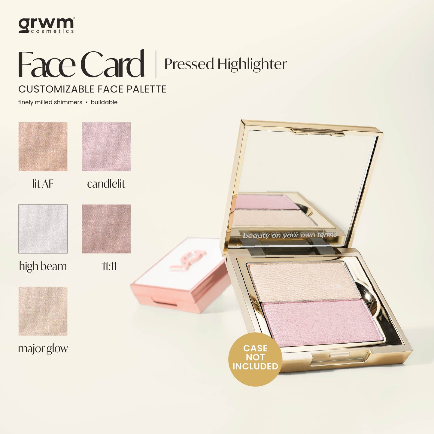 GRWM Cosmetics Face Card Pressed Highlighter [CASE NOT INCLUDED]