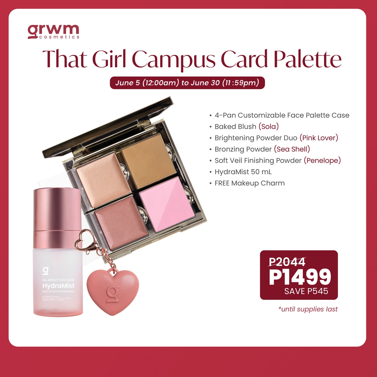 [Bundle] GRWM Cosmetics 6.6 Campus Face Card Collection