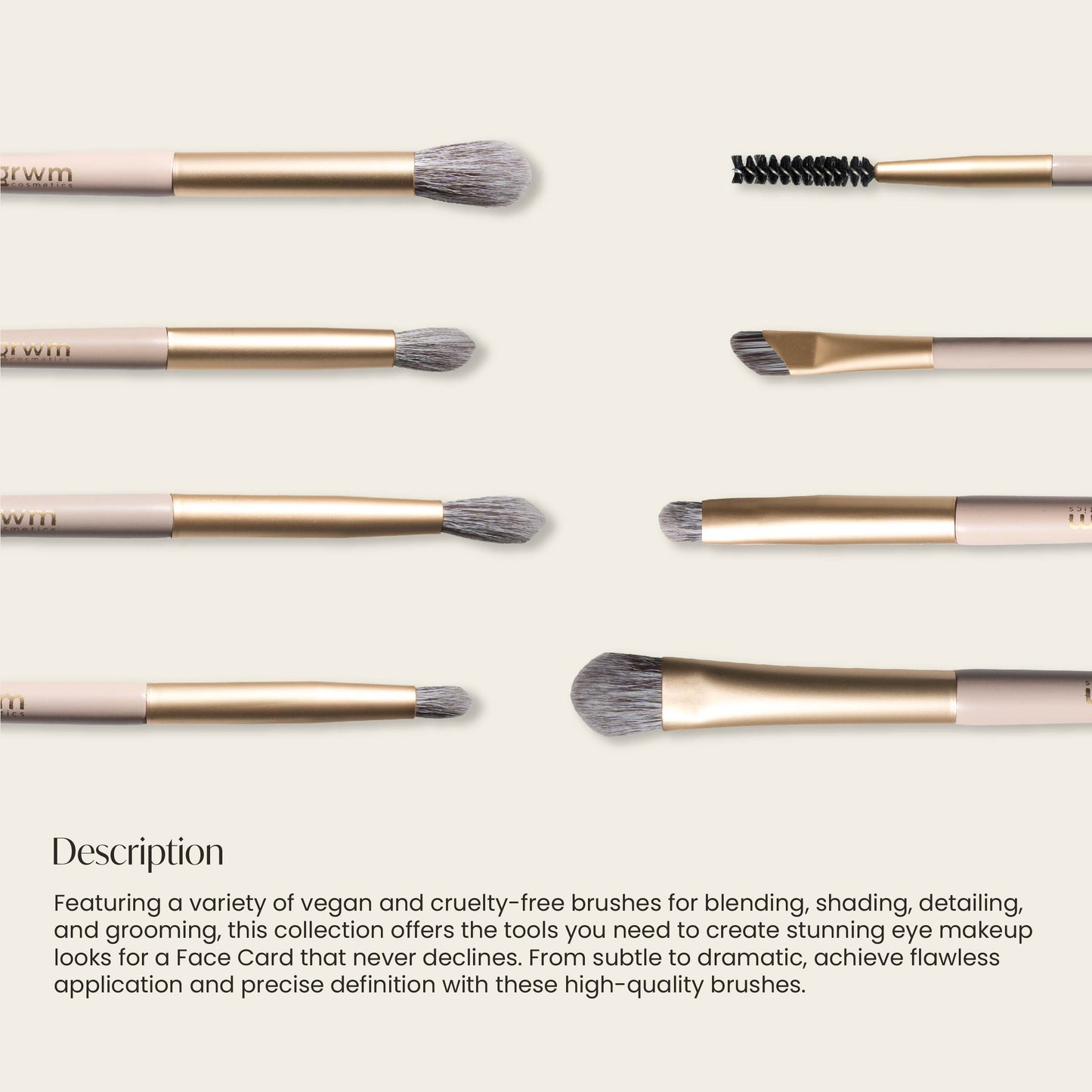 GRWM Cosmetics Face Card Eye Brush Set with Pouch