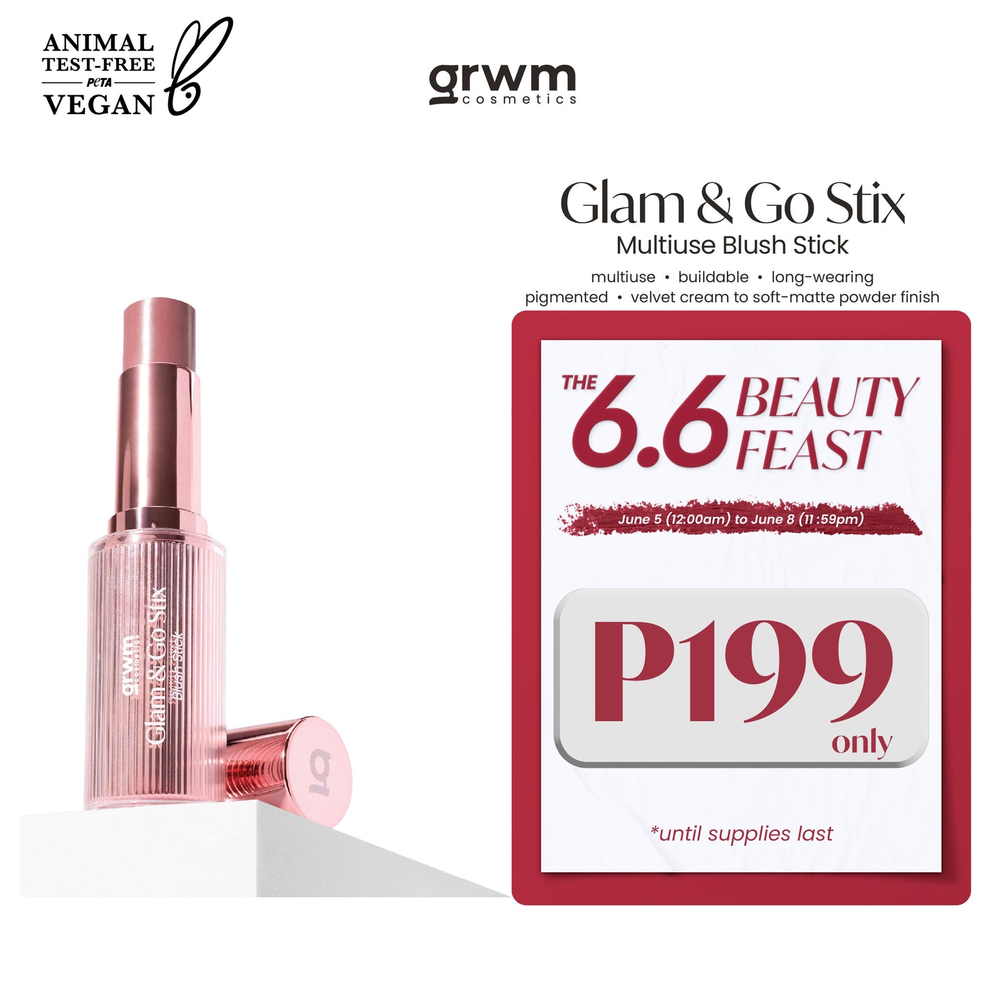 GRWM Cosmetics Glam & Go Stix Multiuse - Blush Stick