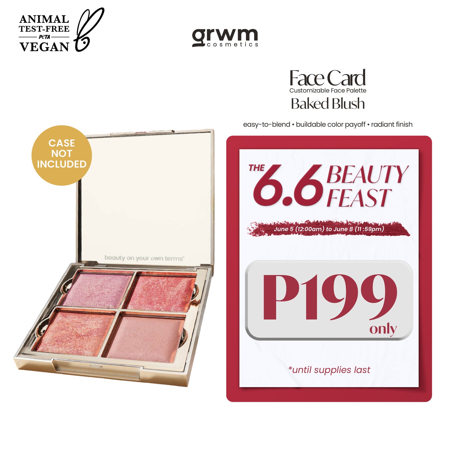 GRWM Cosmetics Face Card Baked Blush [CASE NOT INCLUDED]