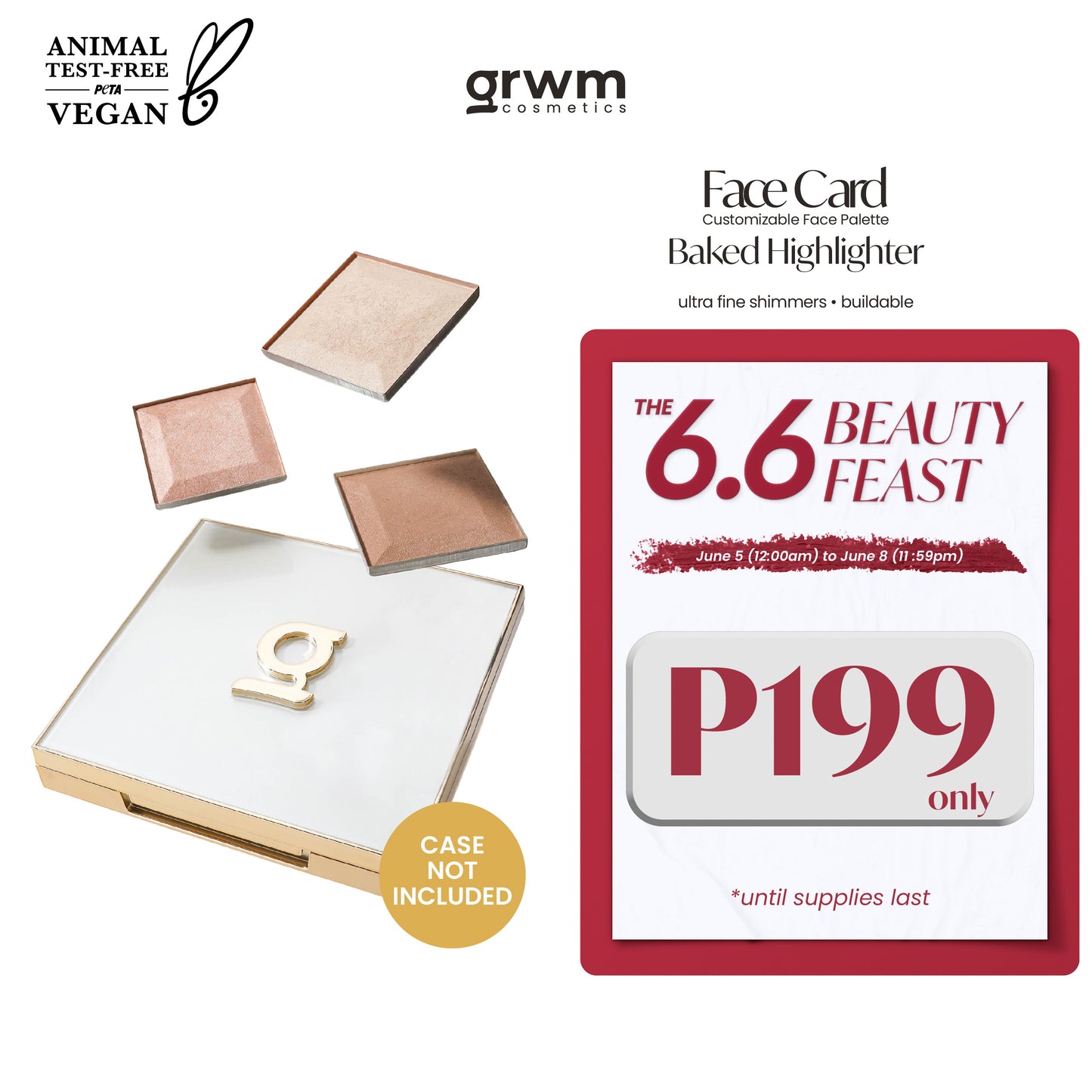 GRWM Cosmetics Face Card Baked Highlighter [CASE NOT INCLUDED]