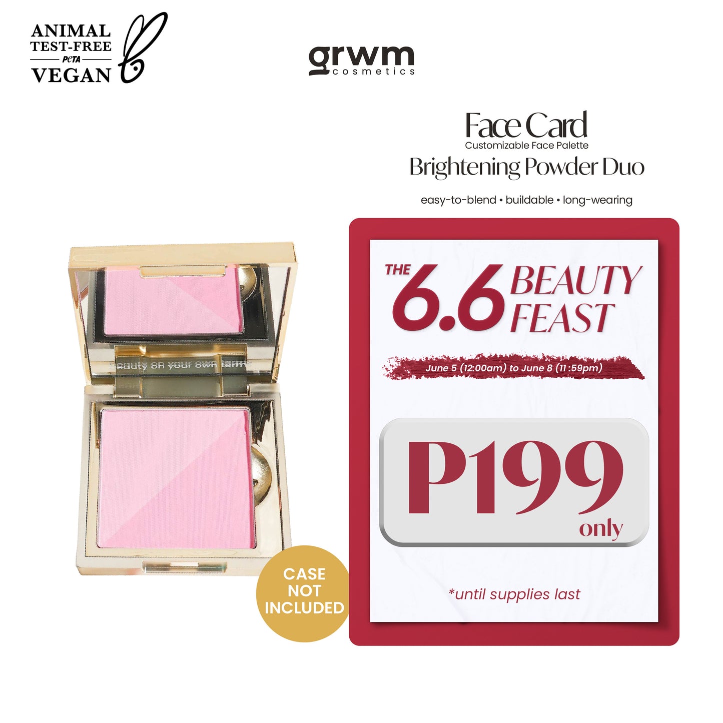 GRWM Cosmetics Face Card Brightening Powder Duo [CASE NOT INCLUDED]