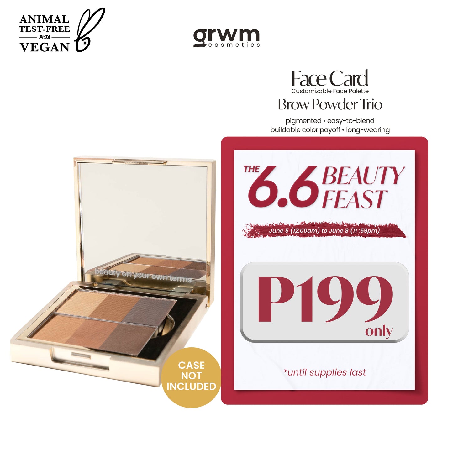 GRWM Cosmetics Face Card Brow Powder Trio [CASE NOT INCLUDED]