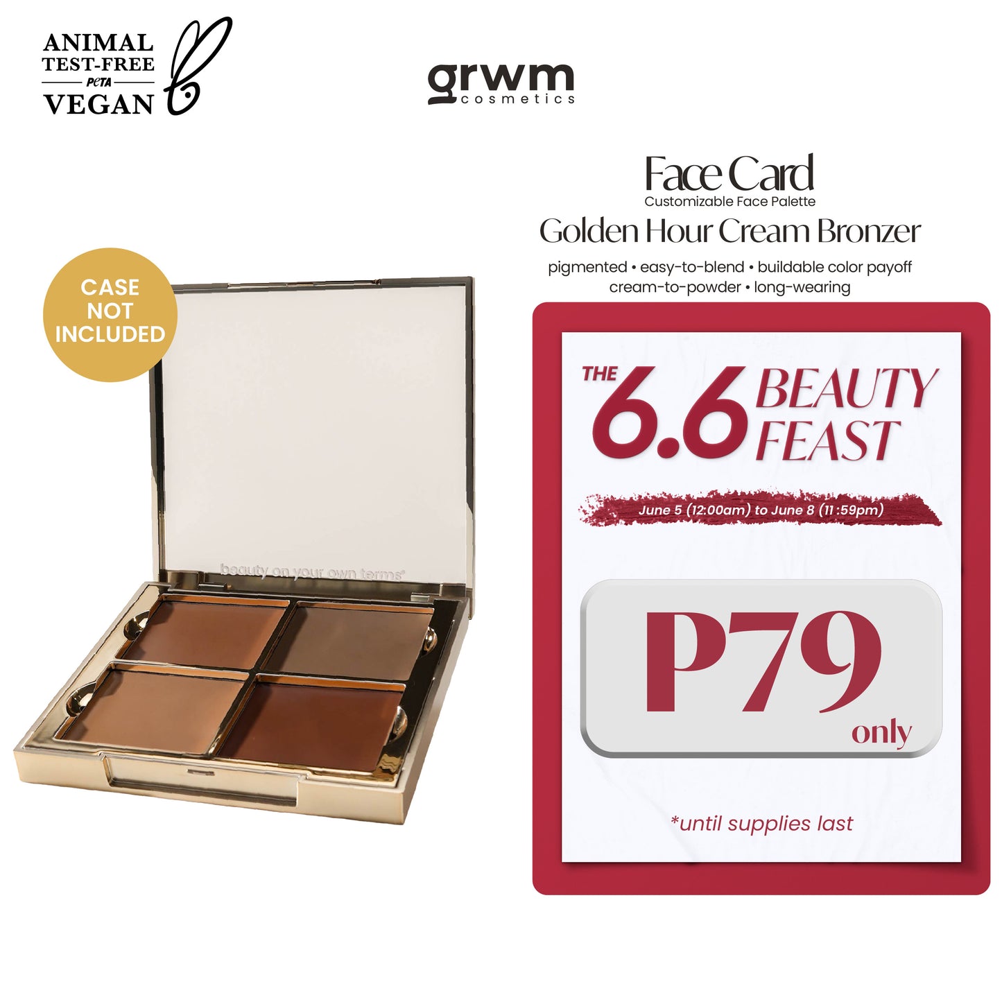 GRWM Cosmetics Face Card Golden Hour Cream Bronzer [CASE NOT INCLUDED]