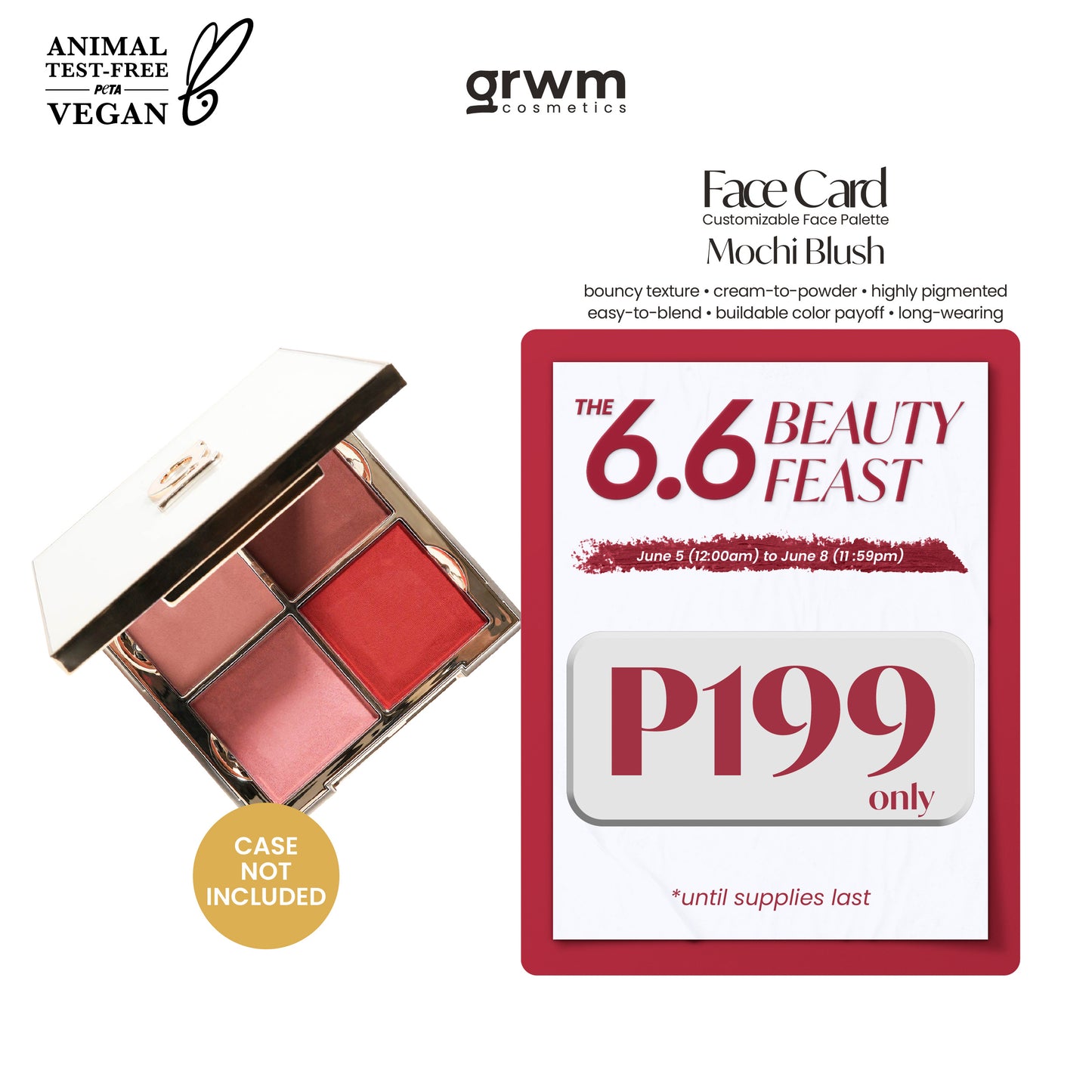GRWM Cosmetics Face Card Mochi Blush [CASE NOT INCLUDED]