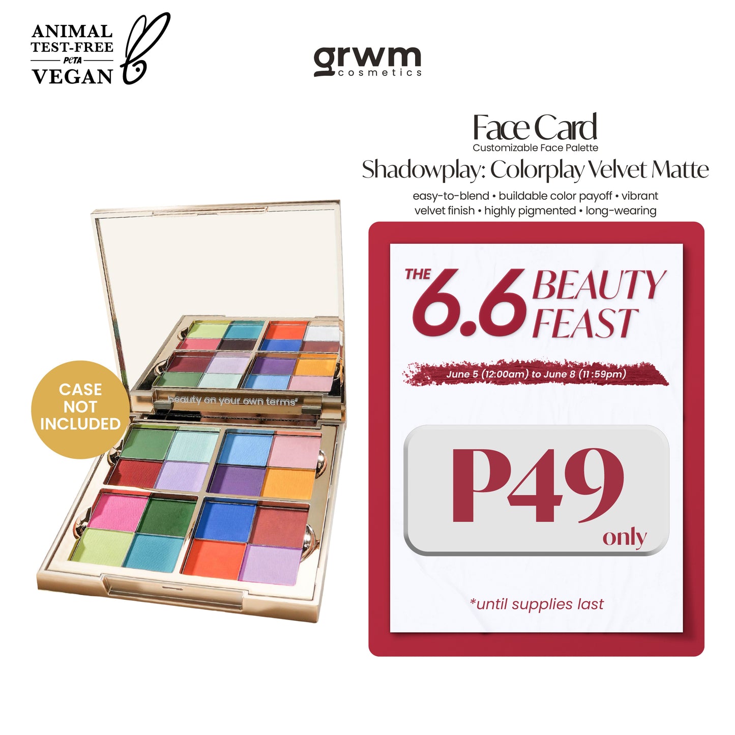 GRWM Cosmetics Face Card Shadowplay - Colorplay Velvet Matte Eyeshadow  [CASE NOT INCLUDED]
