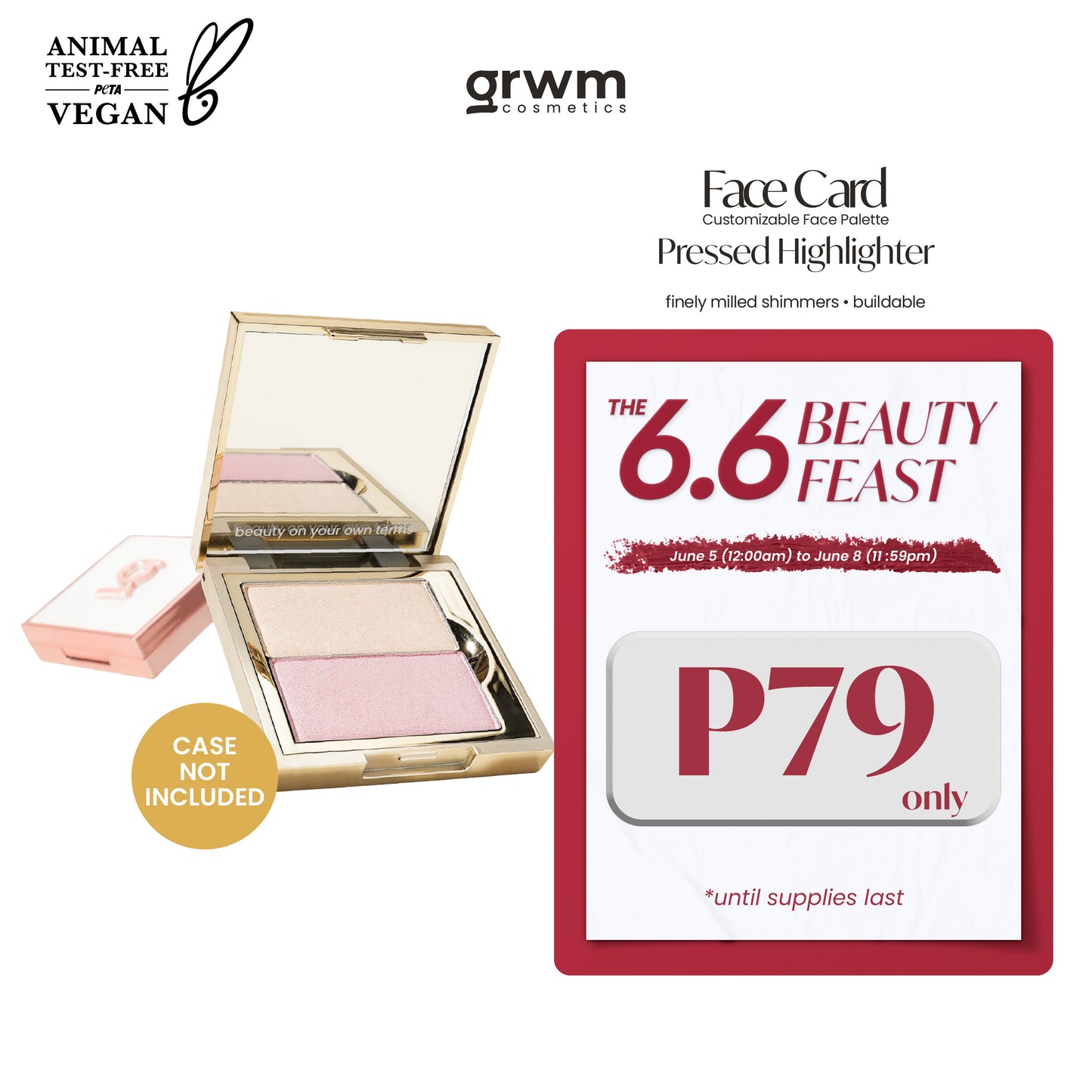 GRWM Cosmetics Face Card Pressed Highlighter [CASE NOT INCLUDED]