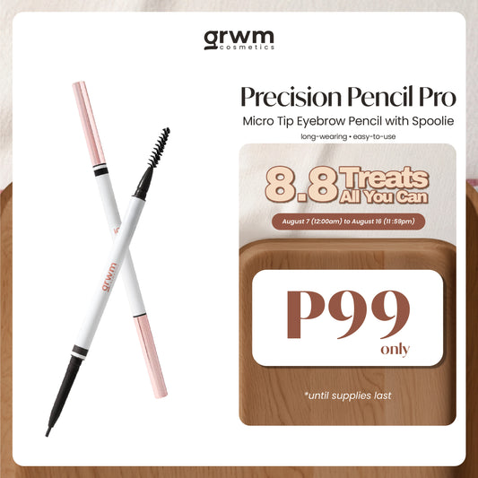 GRWM Cosmetics Precision Pencil Pro - Micro Tip Eyebrow Pencil with Spoolie