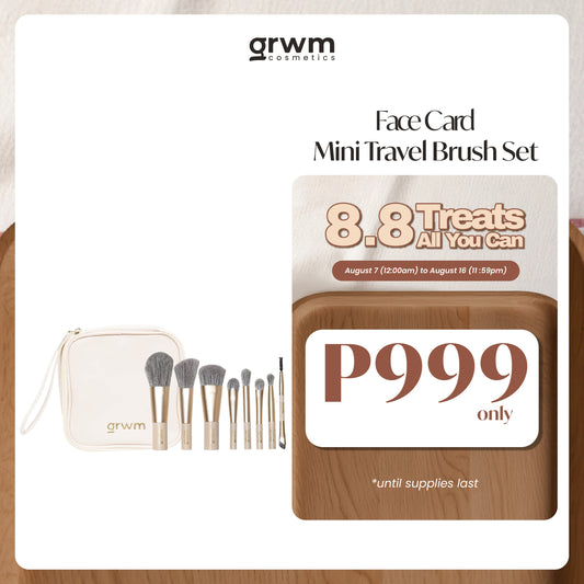 GRWM Cosmetics Face Card Mini Travel Brush Set with Pouch