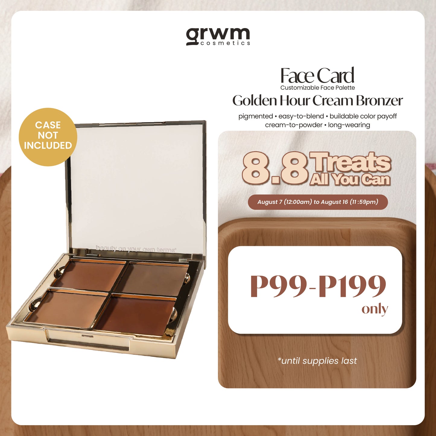 GRWM Cosmetics Face Card Golden Hour Cream Bronzer [CASE NOT INCLUDED]