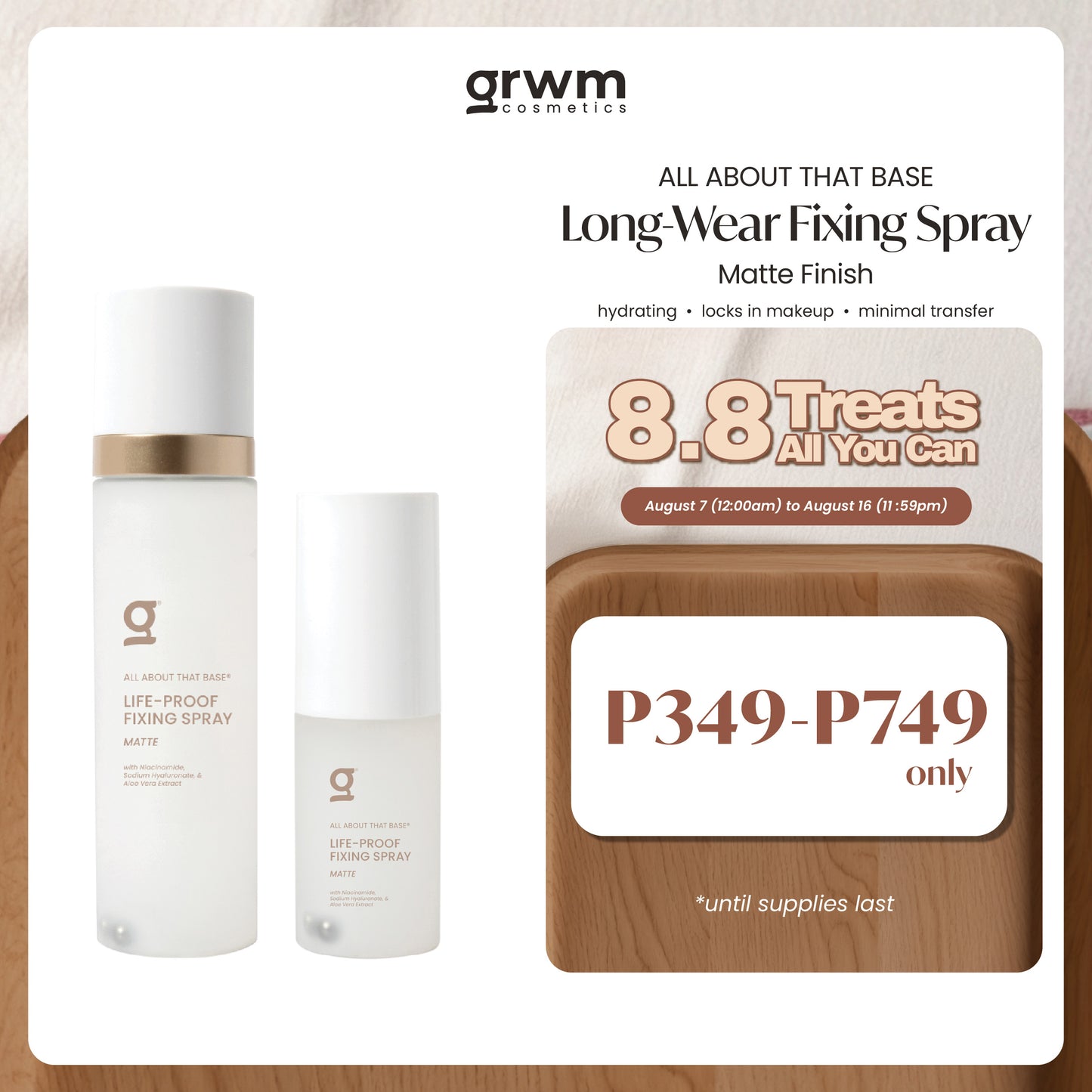GRWM Cosmetics Long-Wear Fixing Spray - Matte Finish