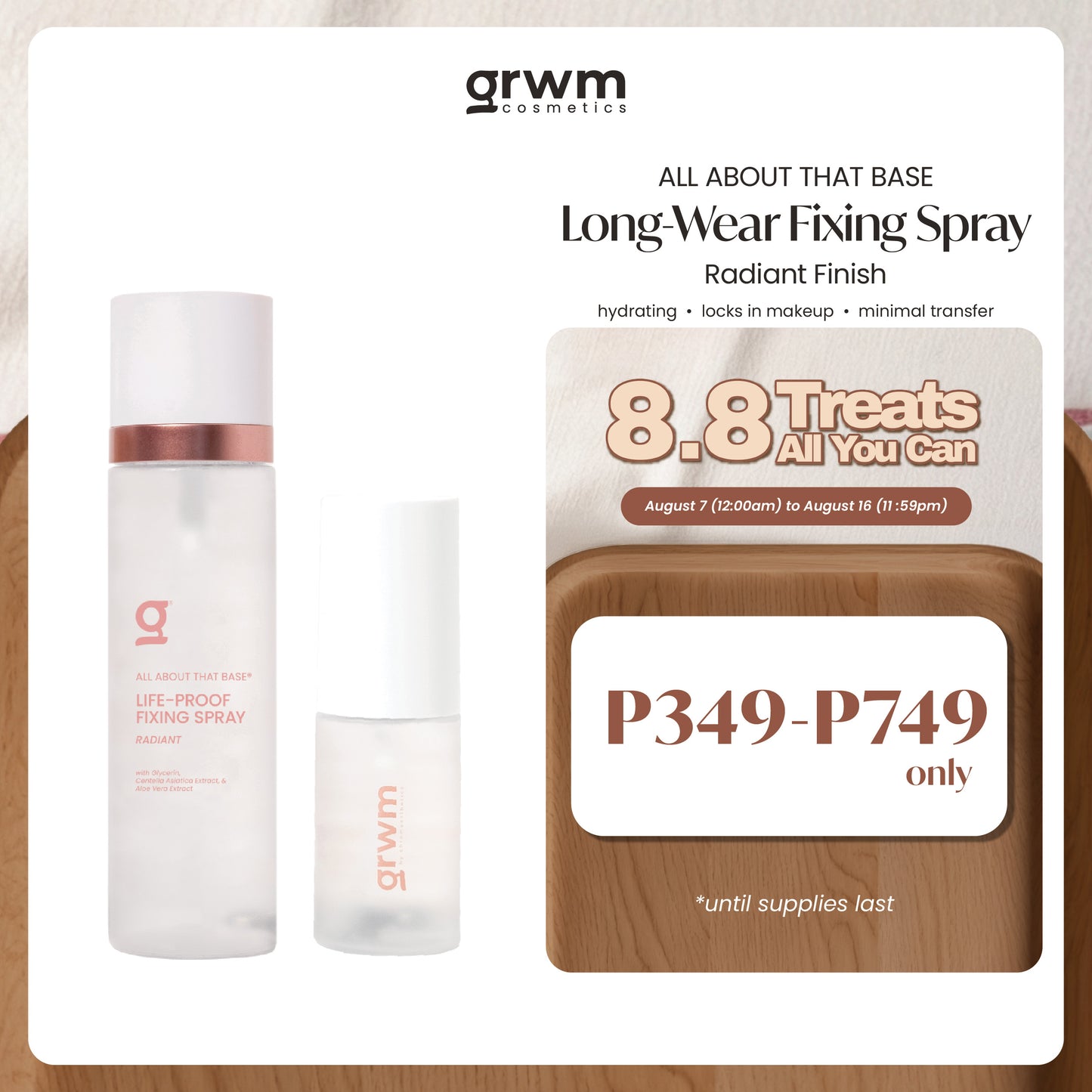 GRWM Cosmetics Long-Wear Fixing Spray - Radiant Finish