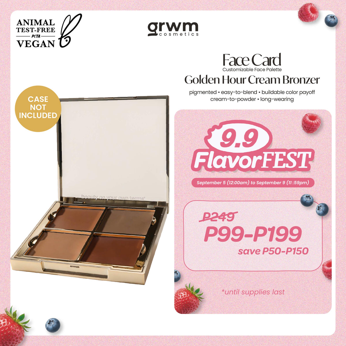 [CASE NOT INCLUDED] GRWM Cosmetics Face Card Golden Hour Cream Bronzer [buildable color payoff]