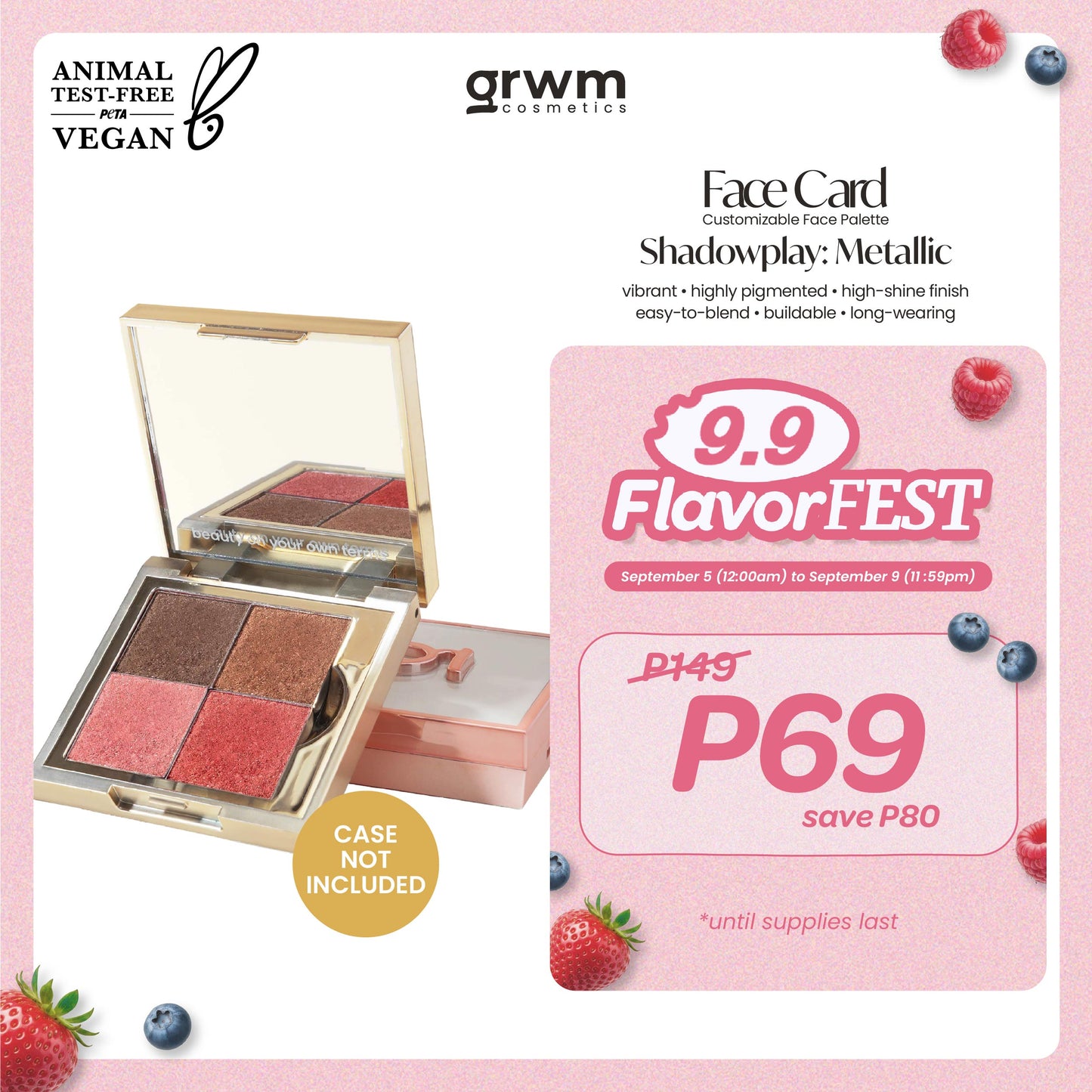[CASE NOT INCLUDED] GRWM Cosmetics Face Card Shadowplay - Metallic Eyeshadow [highly pigmented]