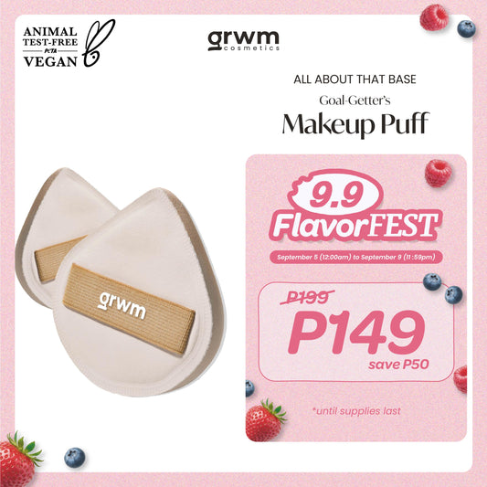 GRWM Cosmetics All About that Base Goal-Getter's Make Up Puff  [latex-free 4T rubycell material]