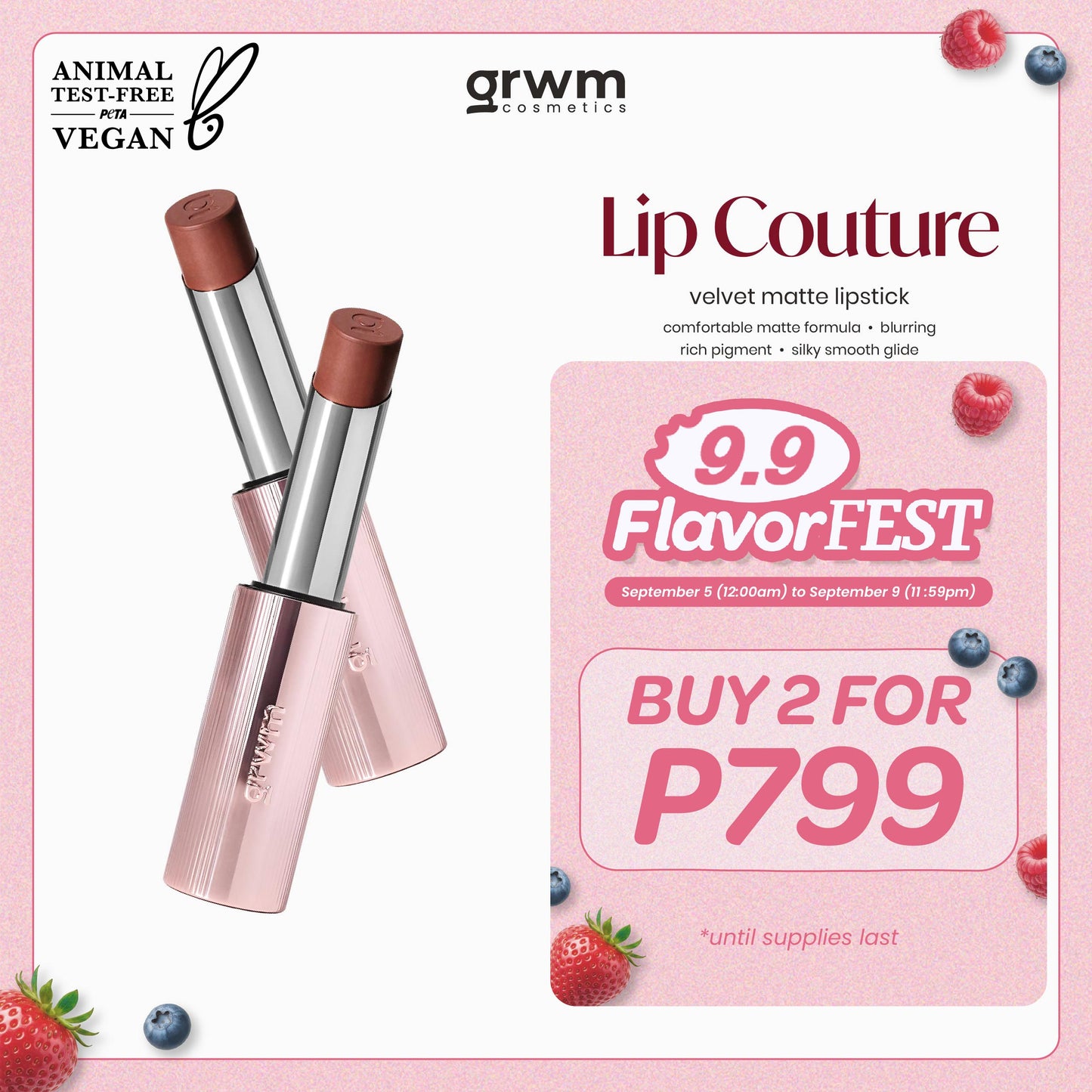GRWM Cosmetics Lip Couture - Velvet Matte Lipstick [customizable, blurring, high pigment]