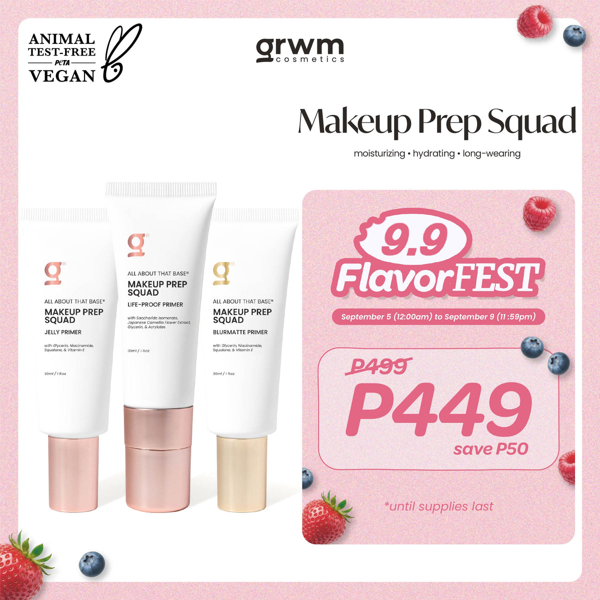 GRWM Cosmetics All About that Base Makeup Prep Squad Primer [gripping, blurring, mattifying]