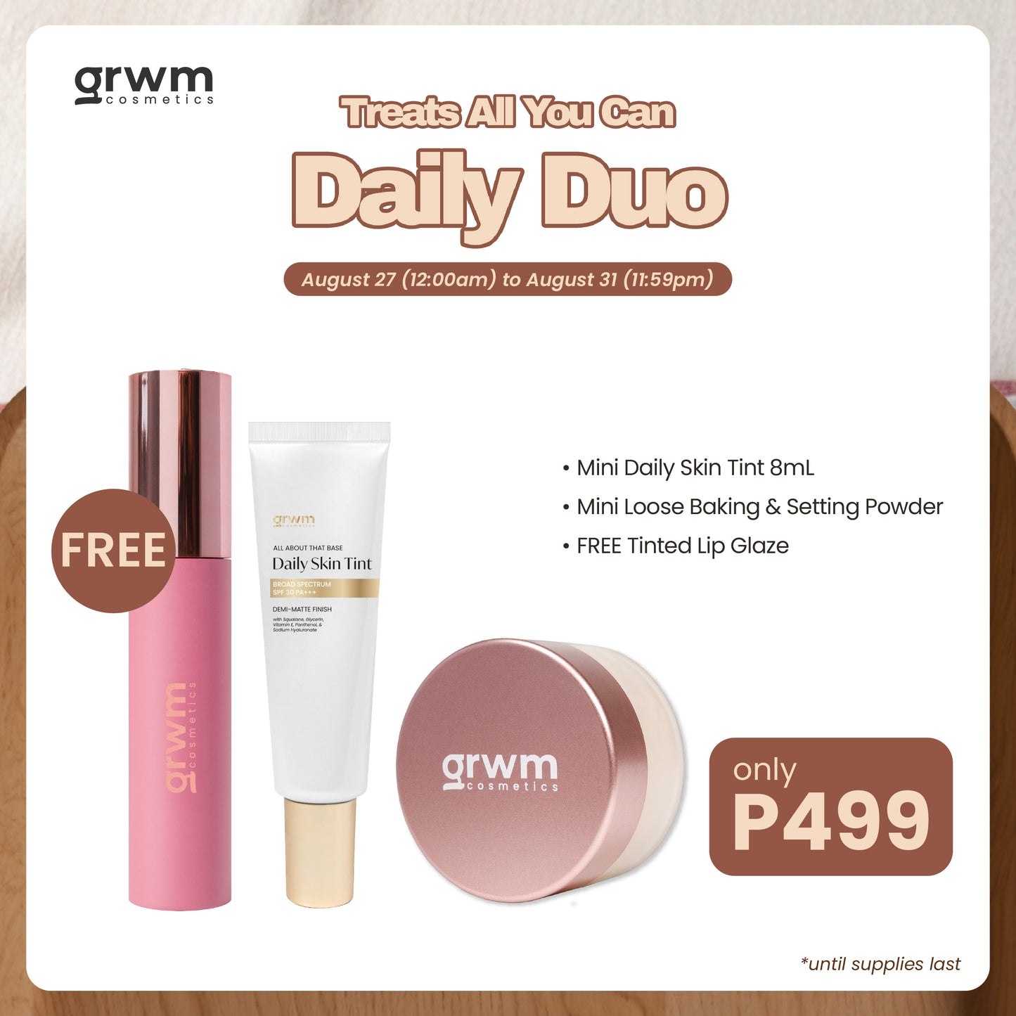GRWM Cosmetics Daily Duo - Mini Daily Skin Tint + Mini Loose Powder