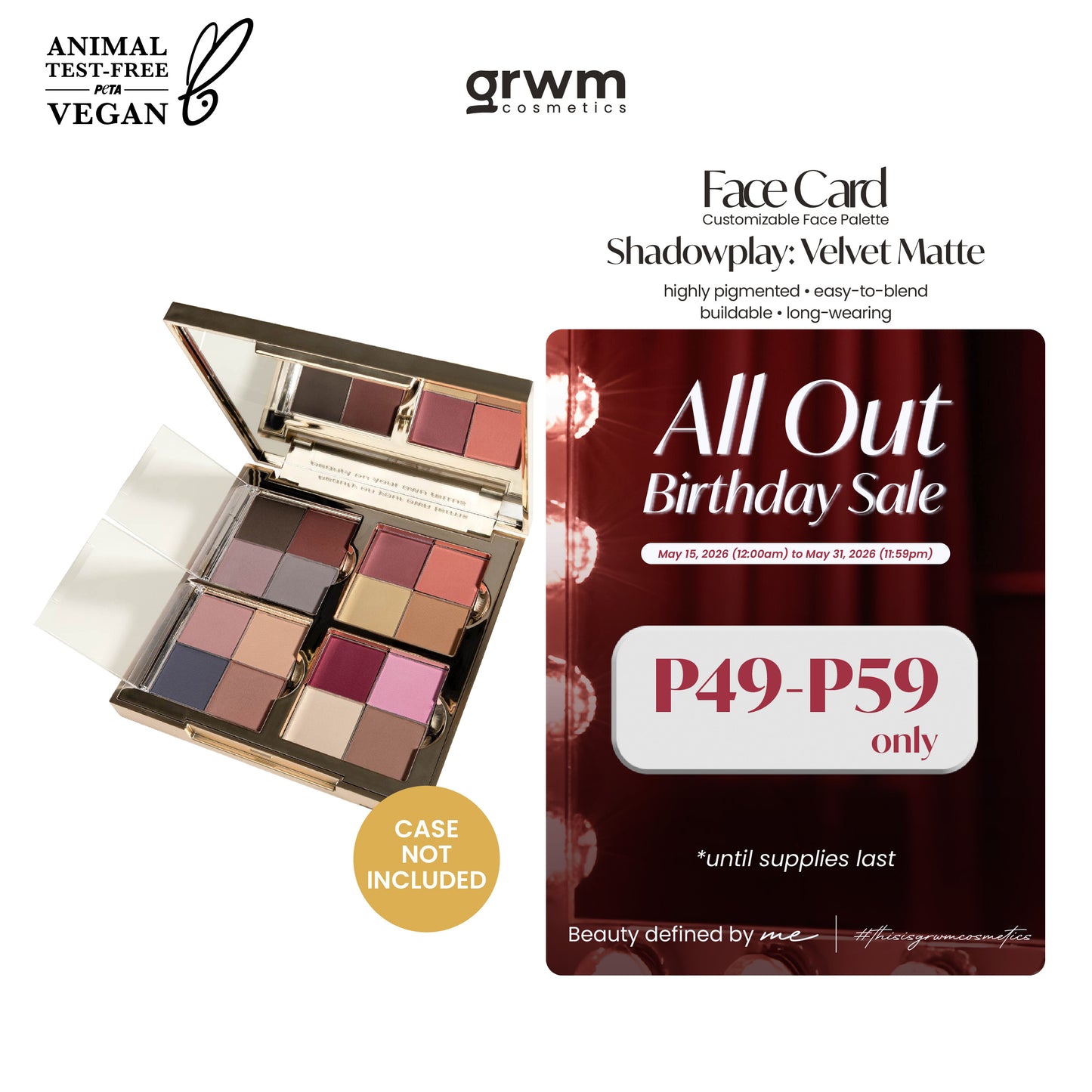 GRWM Cosmetics Face Card Shadowplay - Velvet Matte Eyeshadow [CASE NOT INCLUDED]