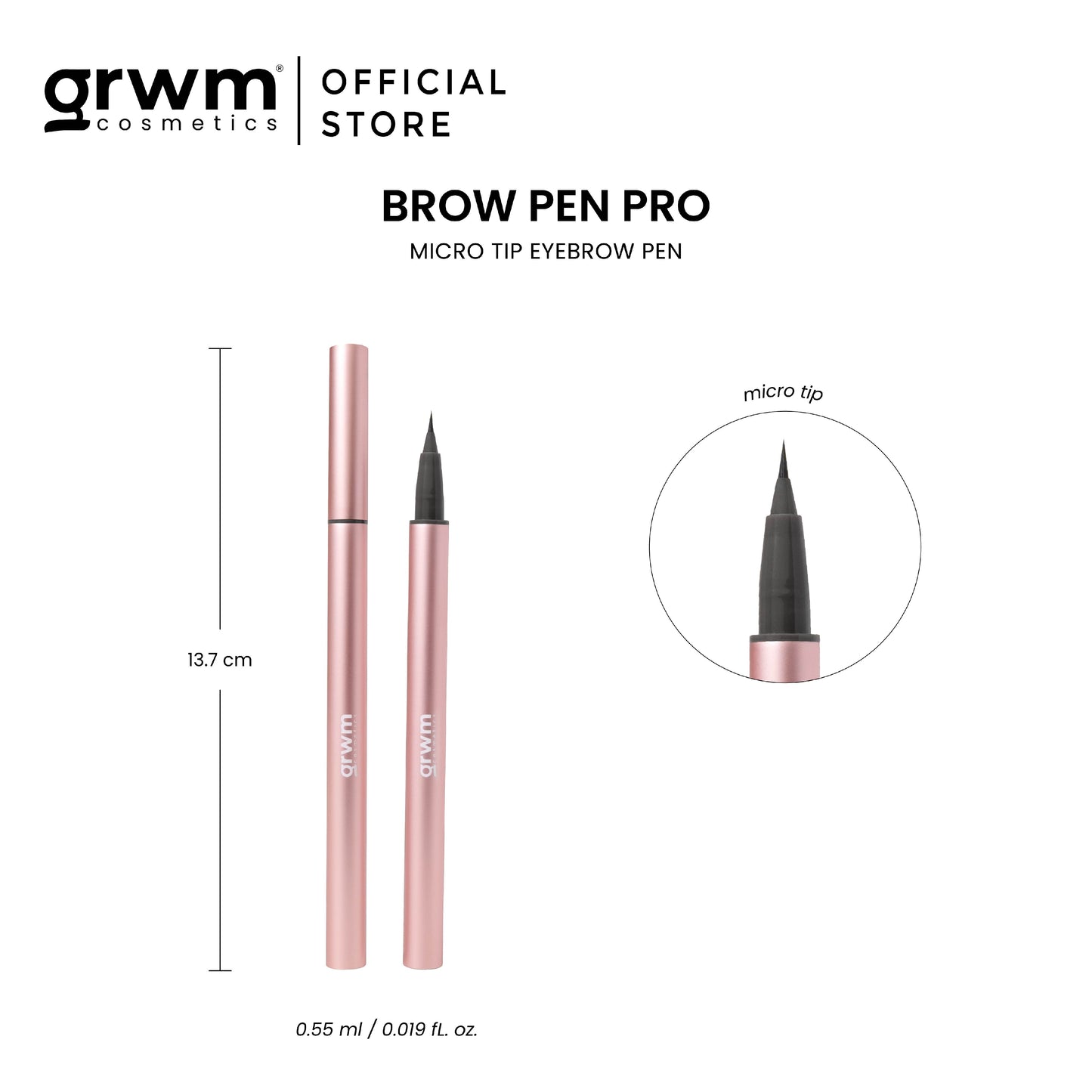GRWM Cosmetics Brow Pen Pro - Micro Tip Eyebrow Pen