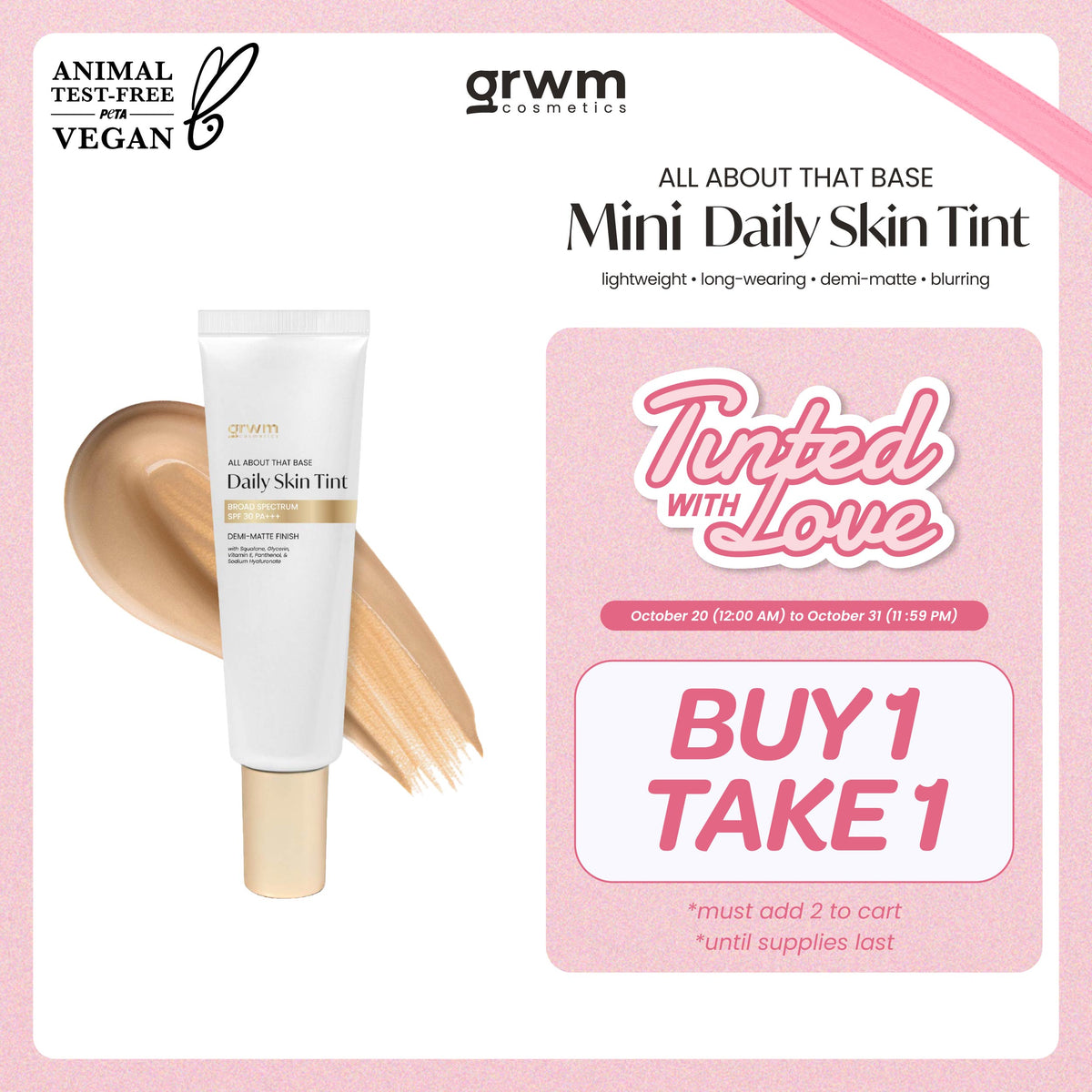GRWM Cosmetics All About that Base Mini Daily Skin Tint Broad Spectrum SPF 30 PA+++ 8mL [demi-matte]