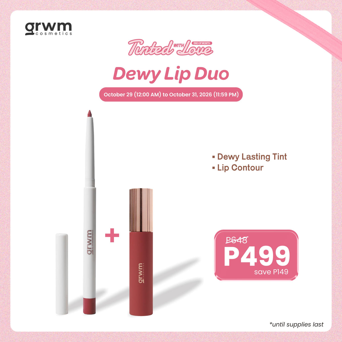 GRWM Cosmetics Dewy Lip Duo - Dewy Lasting Tint + Lip Contour