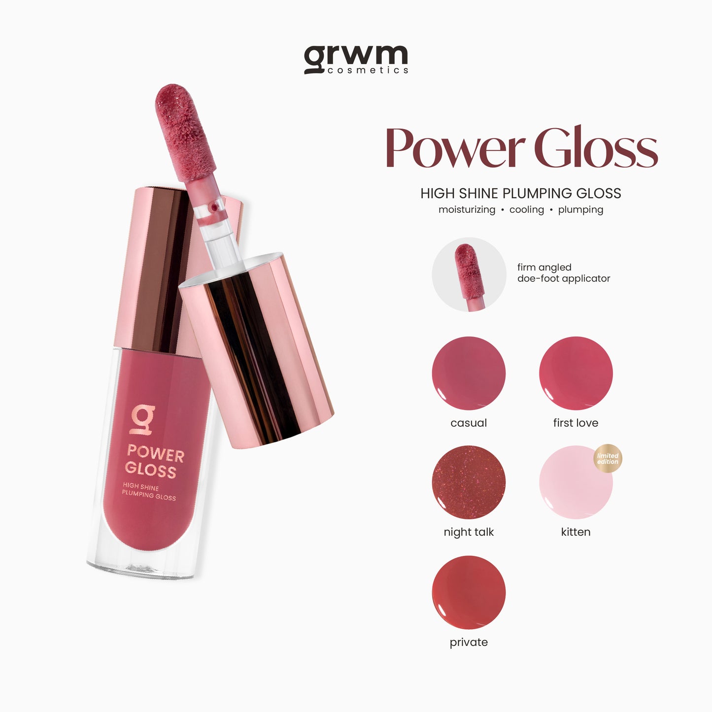 GRWM Cosmetics Power Gloss - High Shine Plumping Lip Gloss