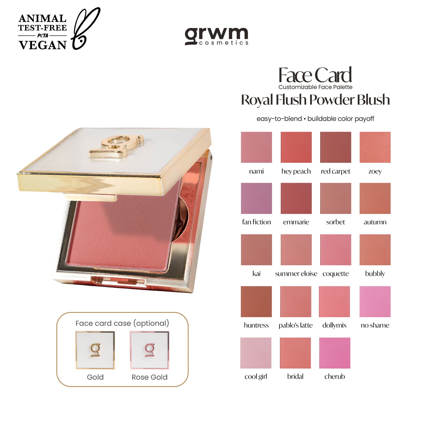 GRWM Cosmetics Face Card Royal Flush Powder Blush