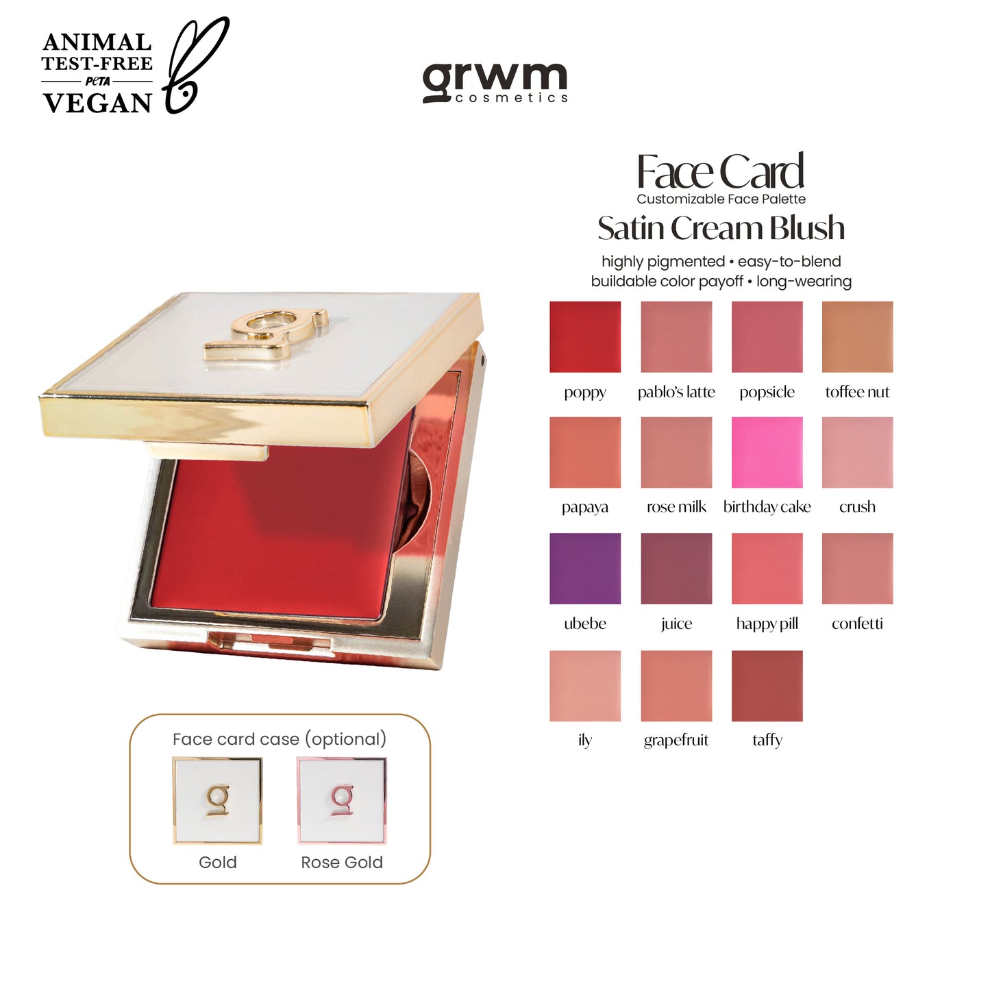GRWM Cosmetics Face Card Satin Cream Blush [highly pigmented, buildable]