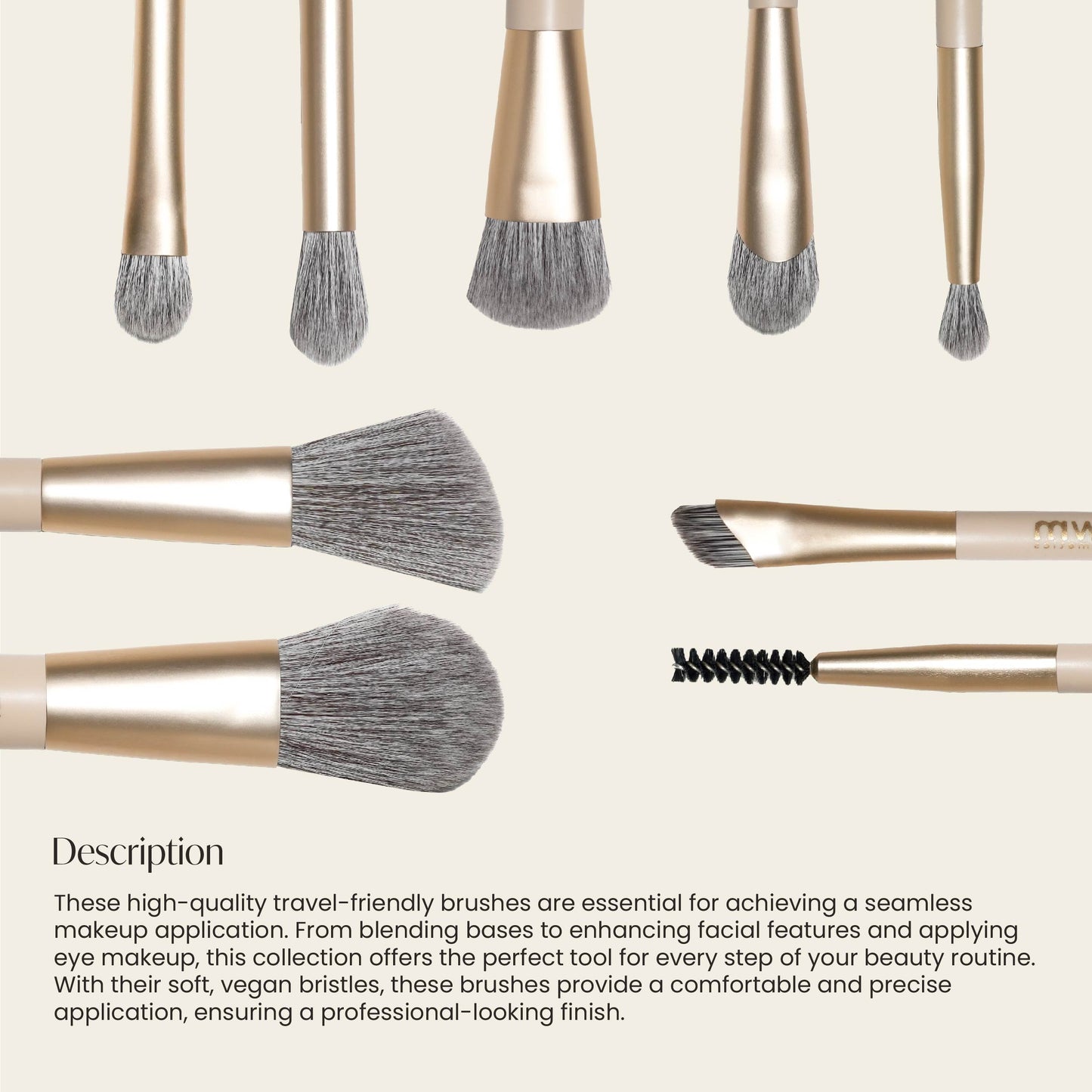 GRWM Cosmetics Face Card Mini Travel Brush Set with Pouch