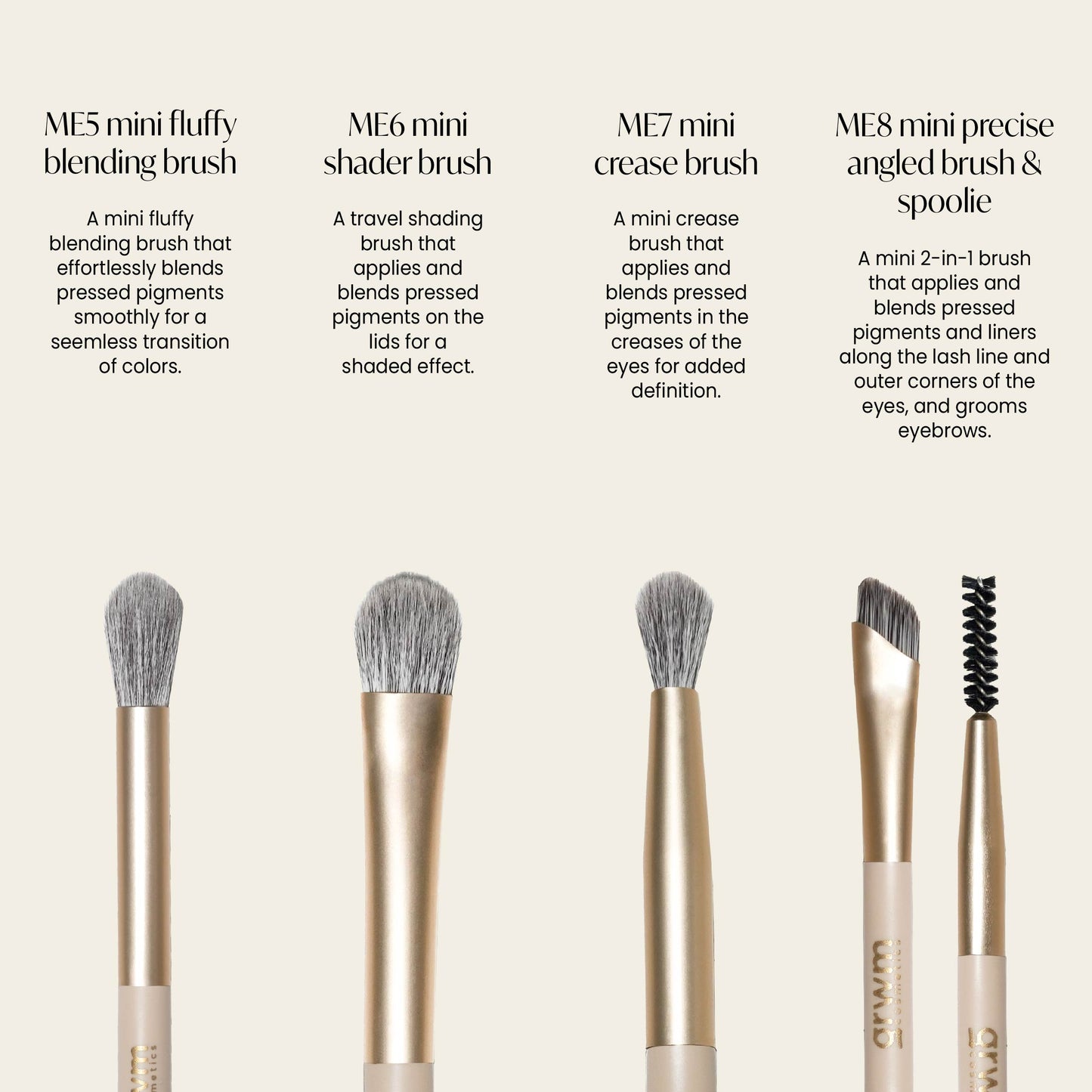GRWM Cosmetics Face Card Mini Travel Brush Set with Pouch