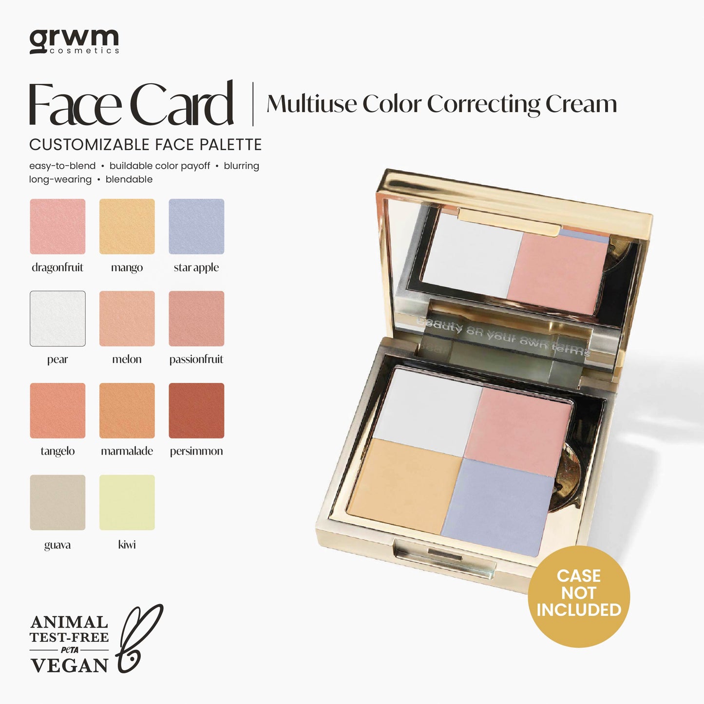 GRWM Cosmetics Face Card Multiuse Mini Color Correcting Cream [CASE NOT INCLUDED]