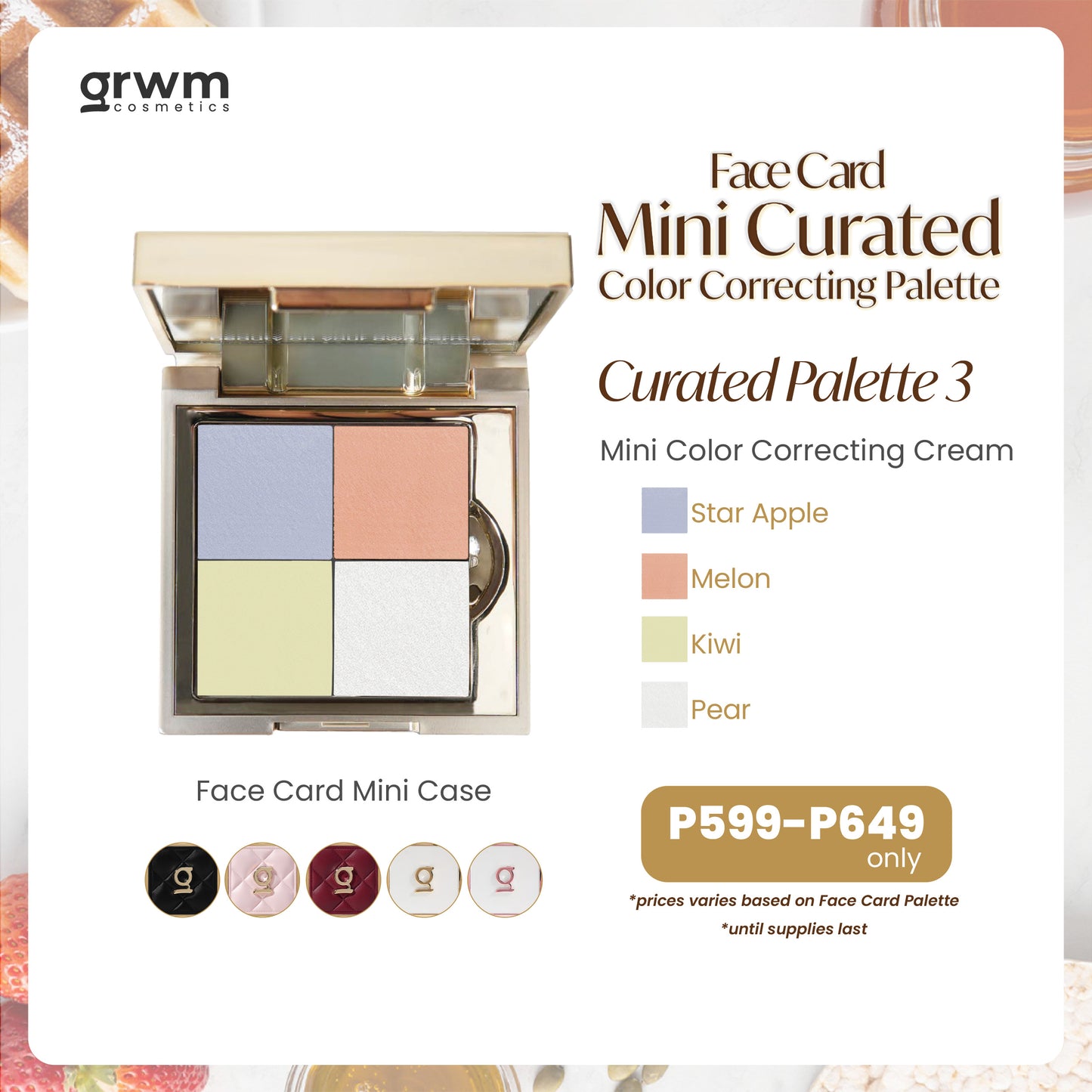 GRWM Cosmetics Face Card Curated  Mini Color Correcting Cream Palette
