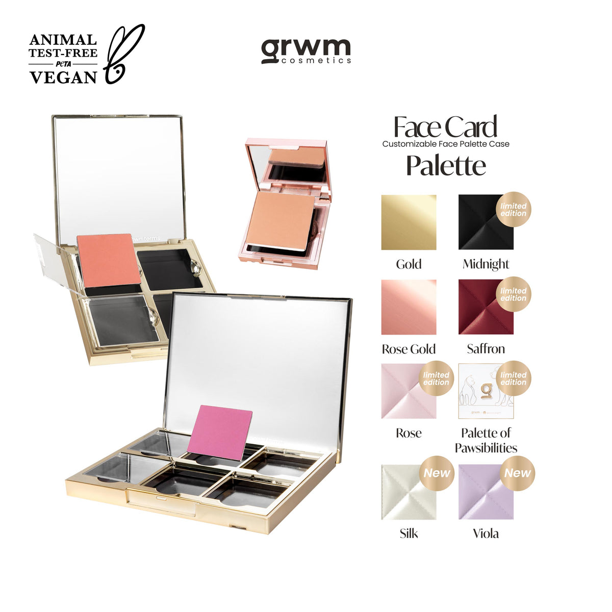 GRWM Cosmetics Face Card Customizable Palette Case