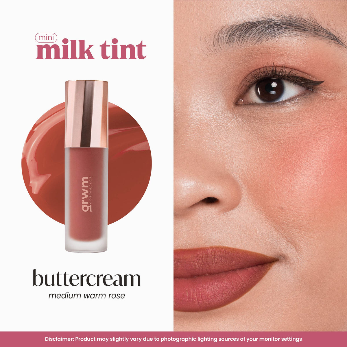 GRWM Cosmetics Blush and Mascara Duo - Mini Milk Tint + Lash Revolution + Matte Fix Blotting Sheet