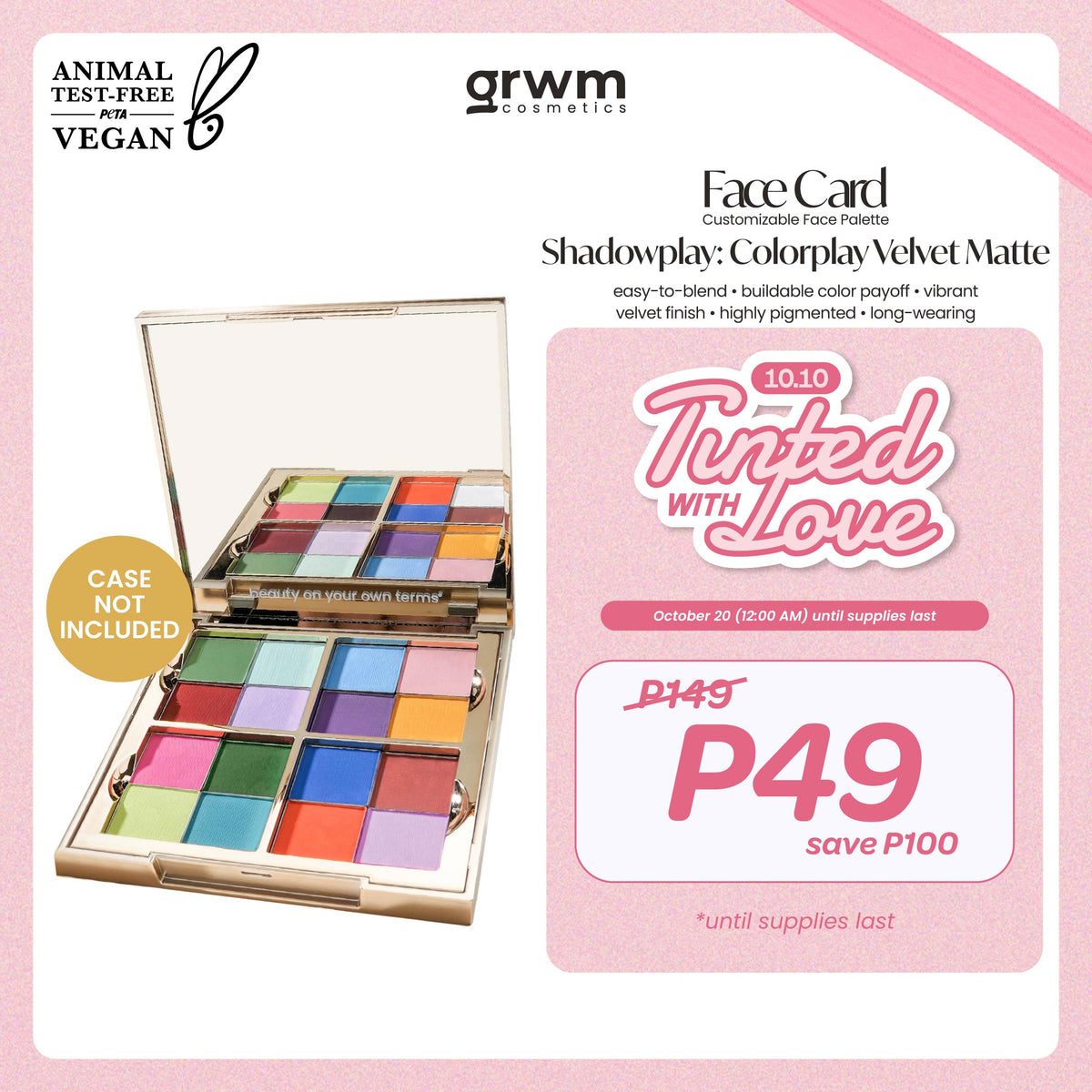 [CASE NOT INCLUDED] GRWM Cosmetics Face Card Shadowplay - Colorplay Velvet Matte Eyeshadow [vibrant]