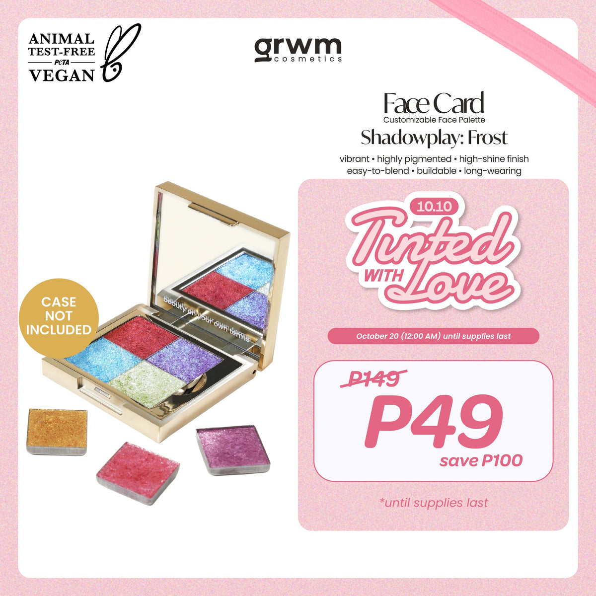 [CASE NOT INCLUDED] GRWM Cosmetics Face Card Shadowplay - Frost Eyeshadow [highly pigmented]