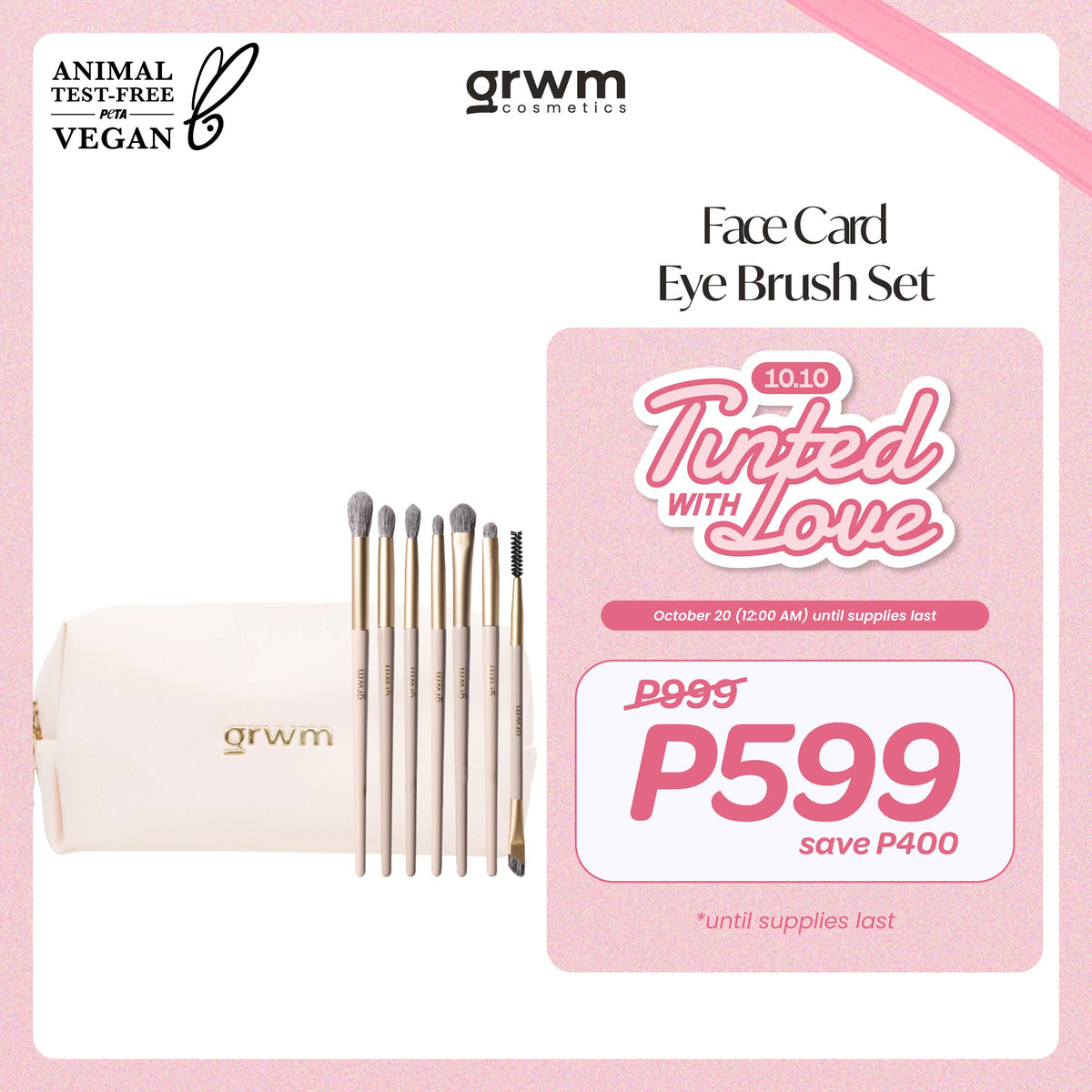 GRWM Cosmetics Face Card Eyebrush Set [vegan, cruelty-free, synthetic bristles]
