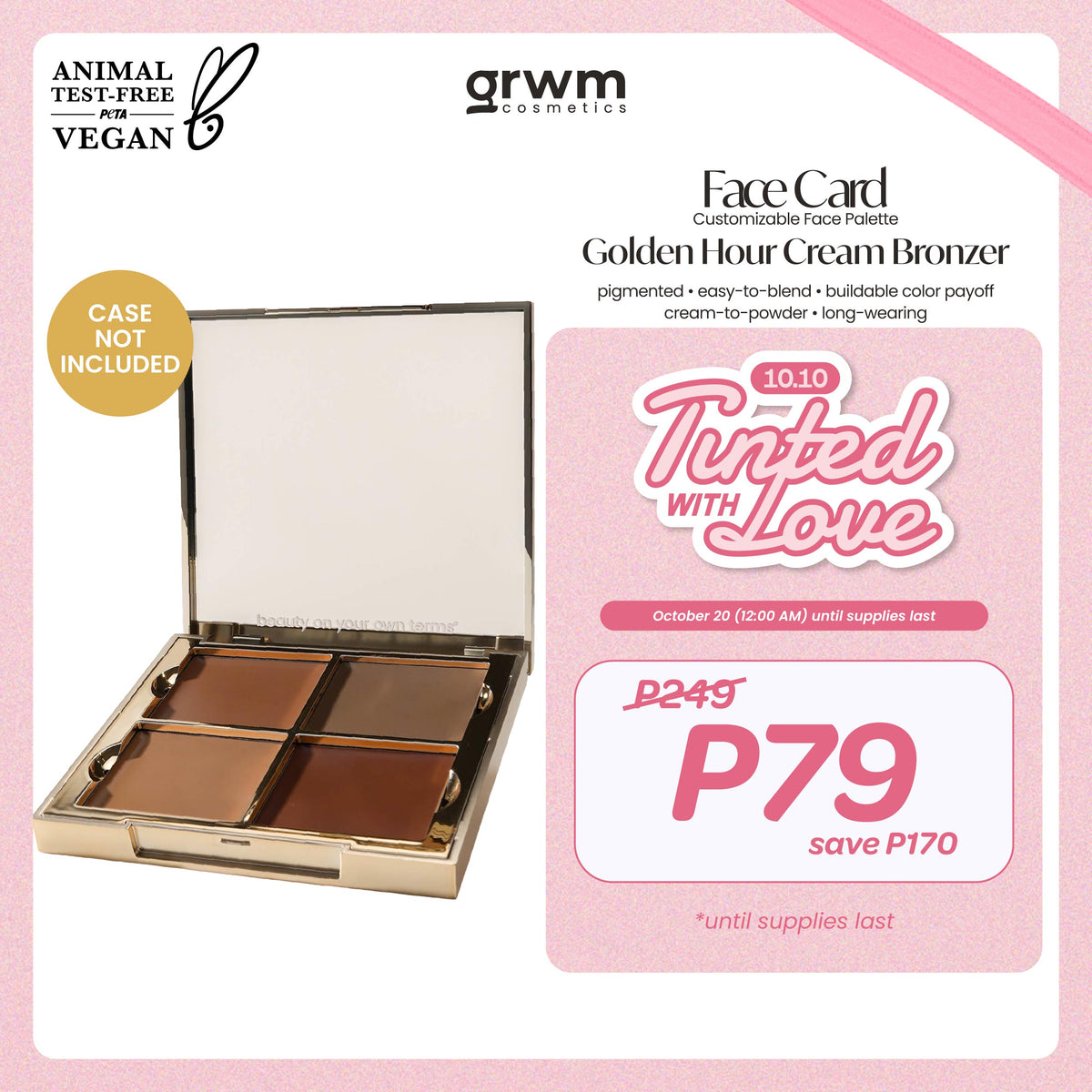 [CASE NOT INCLUDED] GRWM Cosmetics Face Card Golden Hour Cream Bronzer [buildable color payoff]