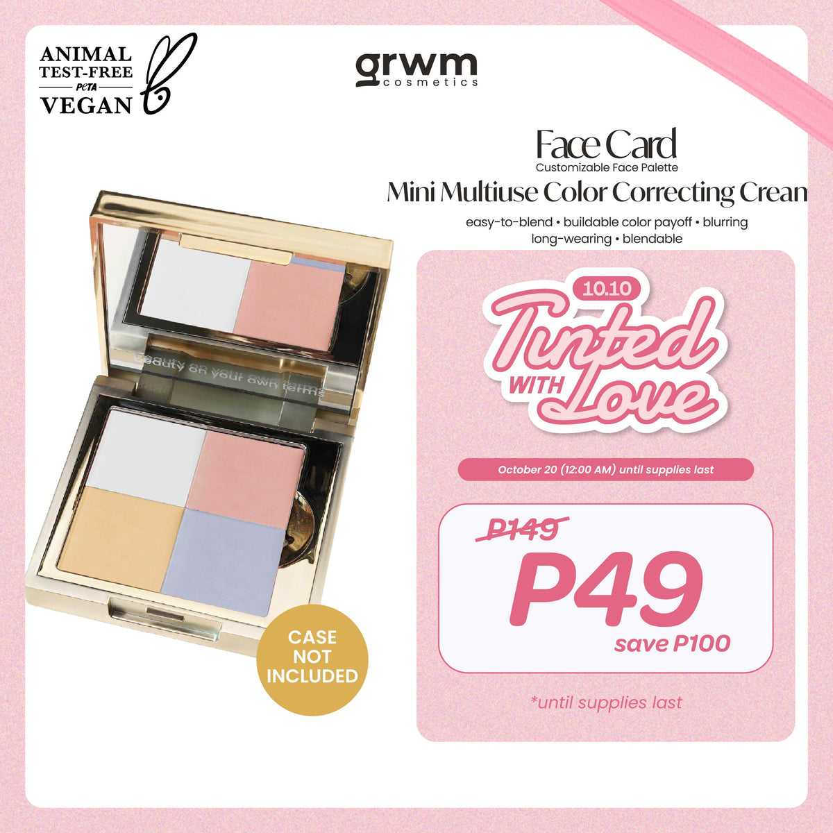 GRWM Cosmetics Face Card Multiuse Mini Color Correcting Cream [CASE NOT INCLUDED]