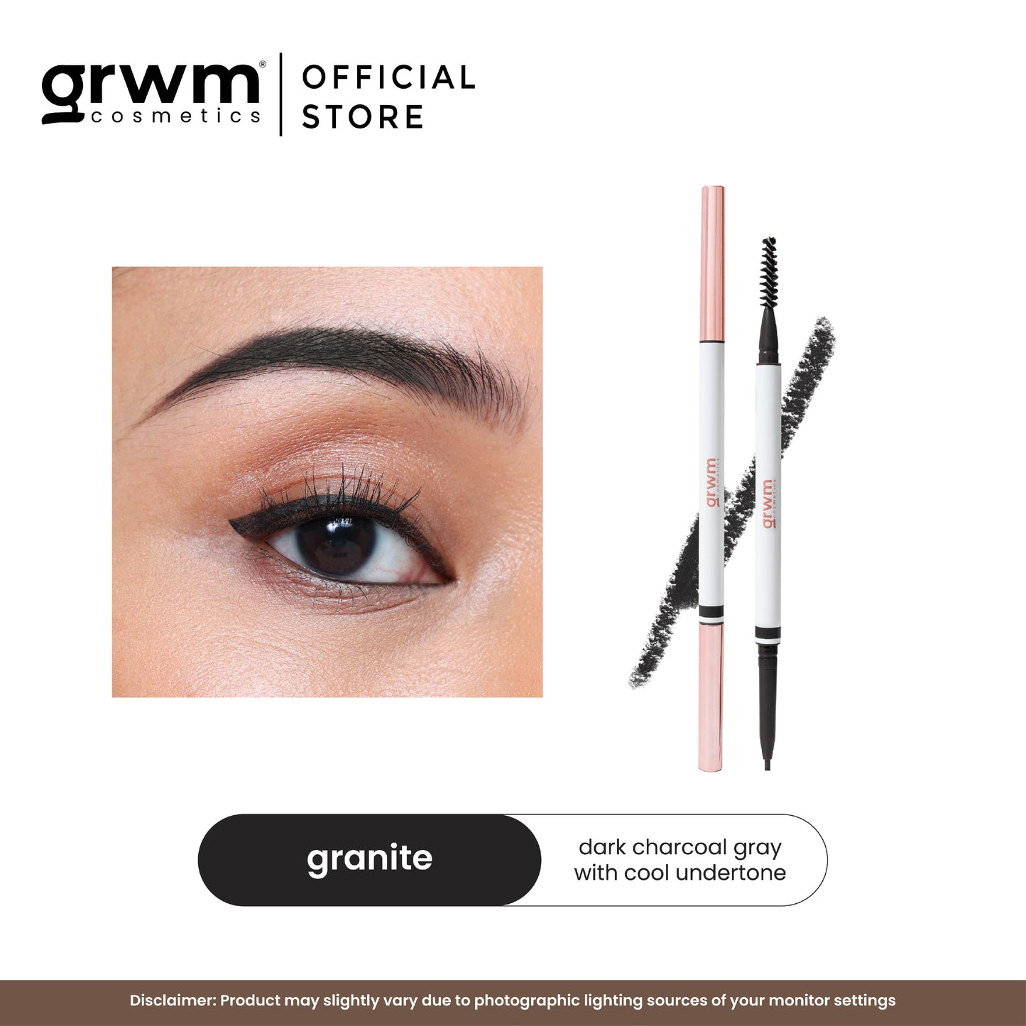 GRWM Cosmetics Precision Pencil Pro - Micro Tip Eyebrow Pencil with Spoolie