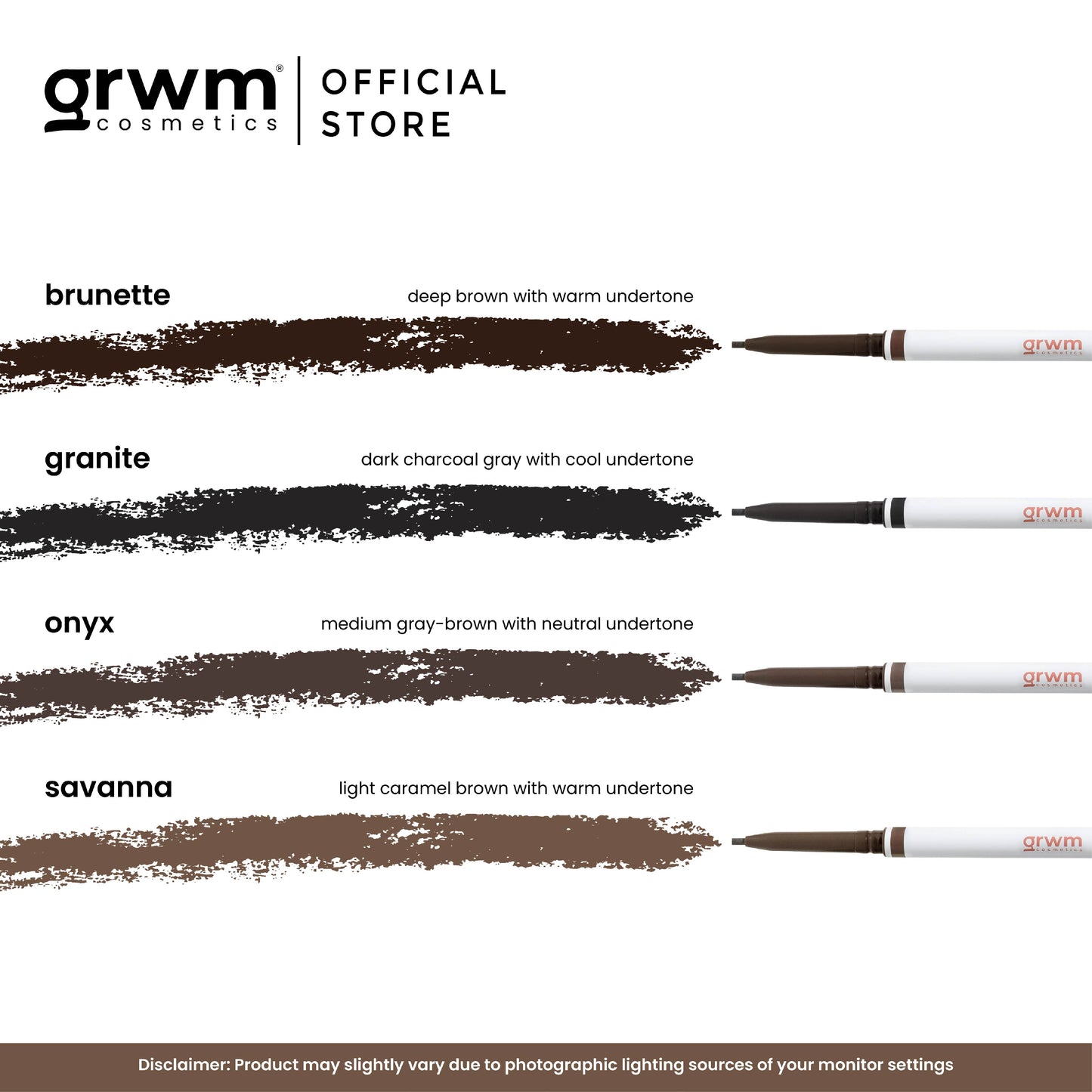 GRWM Cosmetics Precision Pencil Pro - Micro Tip Eyebrow Pencil with Spoolie
