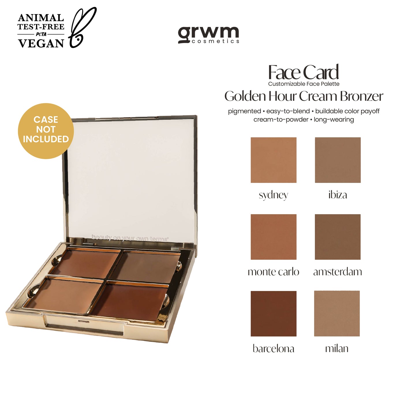 GRWM Cosmetics Face Card Golden Hour Cream Bronzer [CASE NOT INCLUDED]